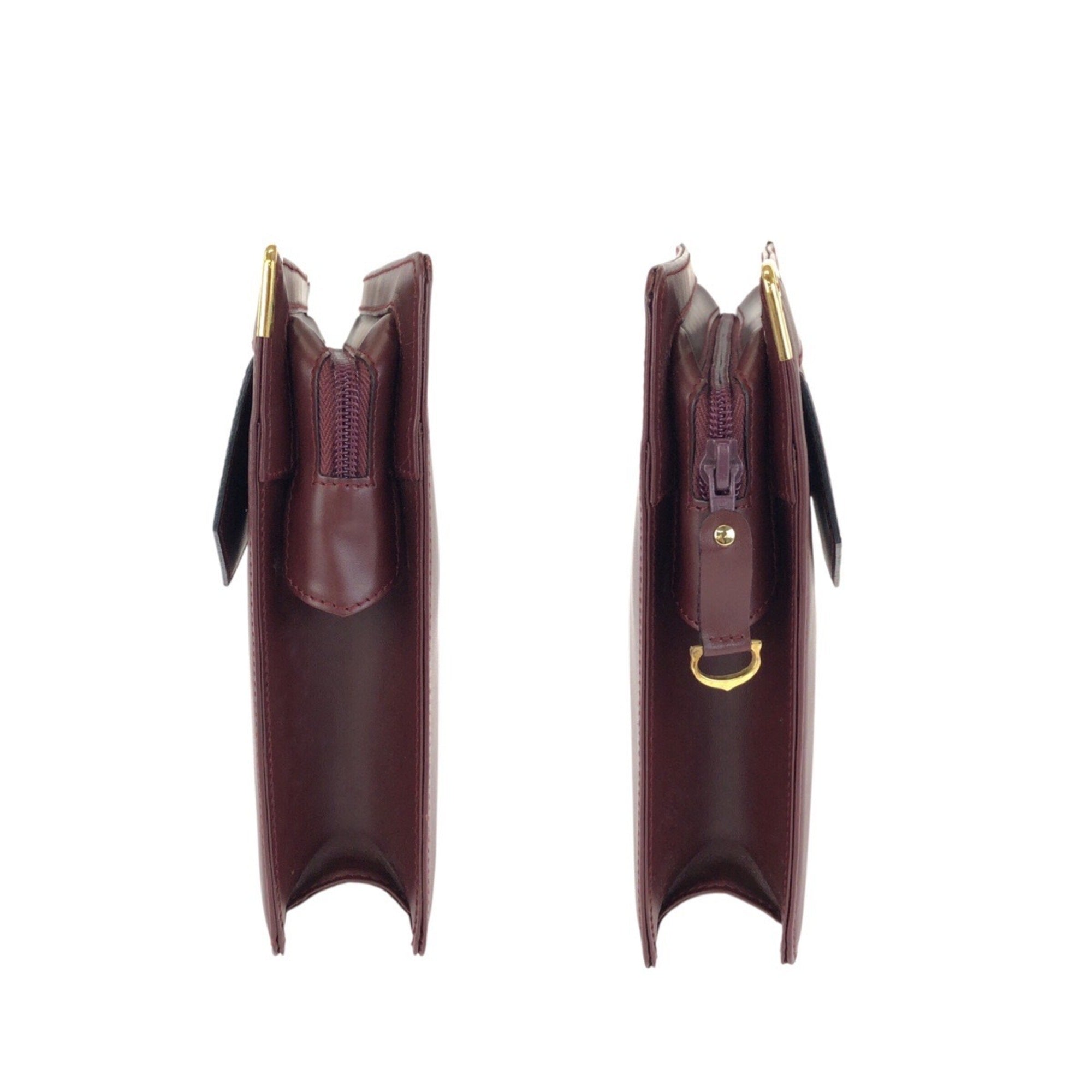 Cartier Bordeaux Wine Red Leather Clutch Bag (Pre-Owned)