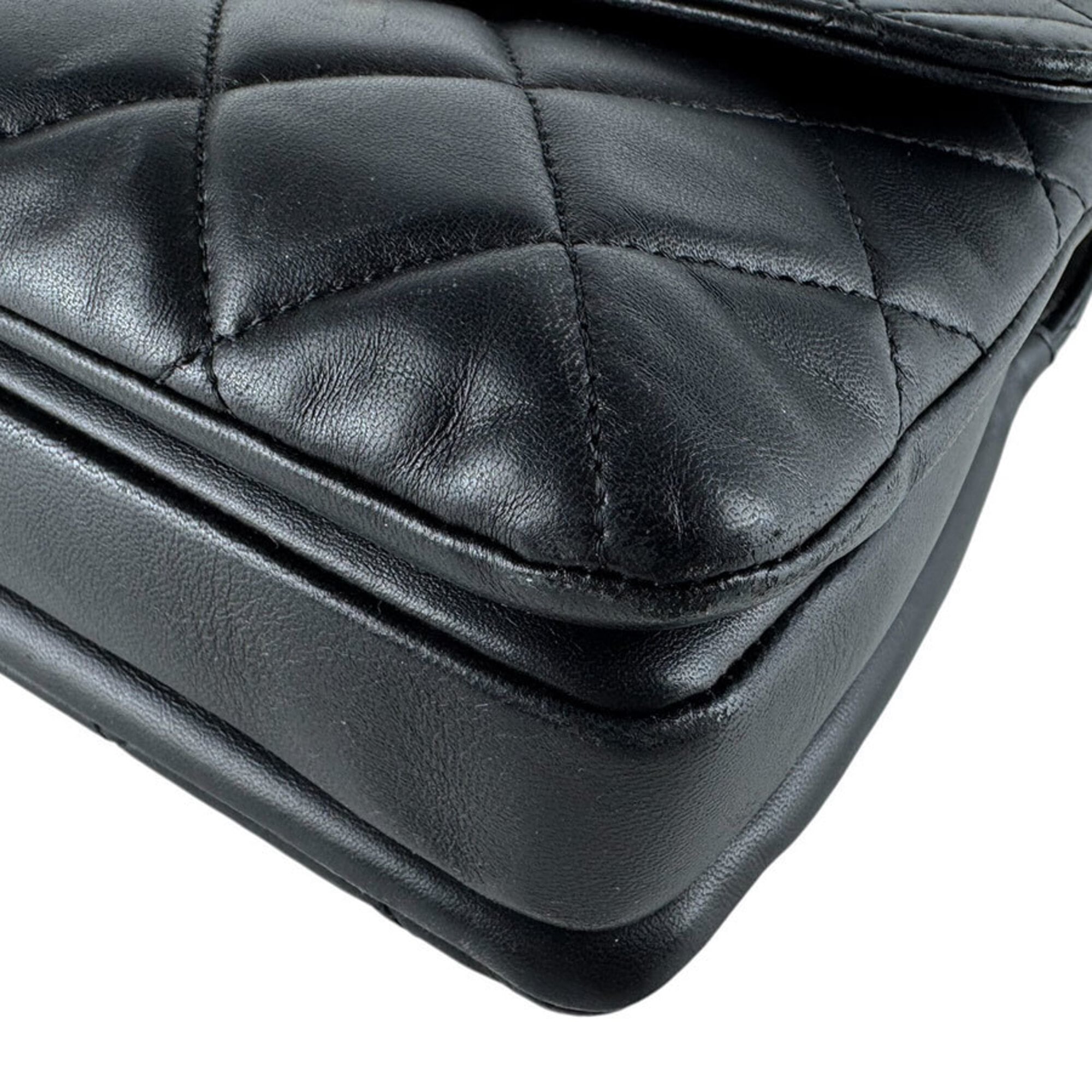 Chanel Black Leather Handbag Shoulder Bag (Pre-Owned)