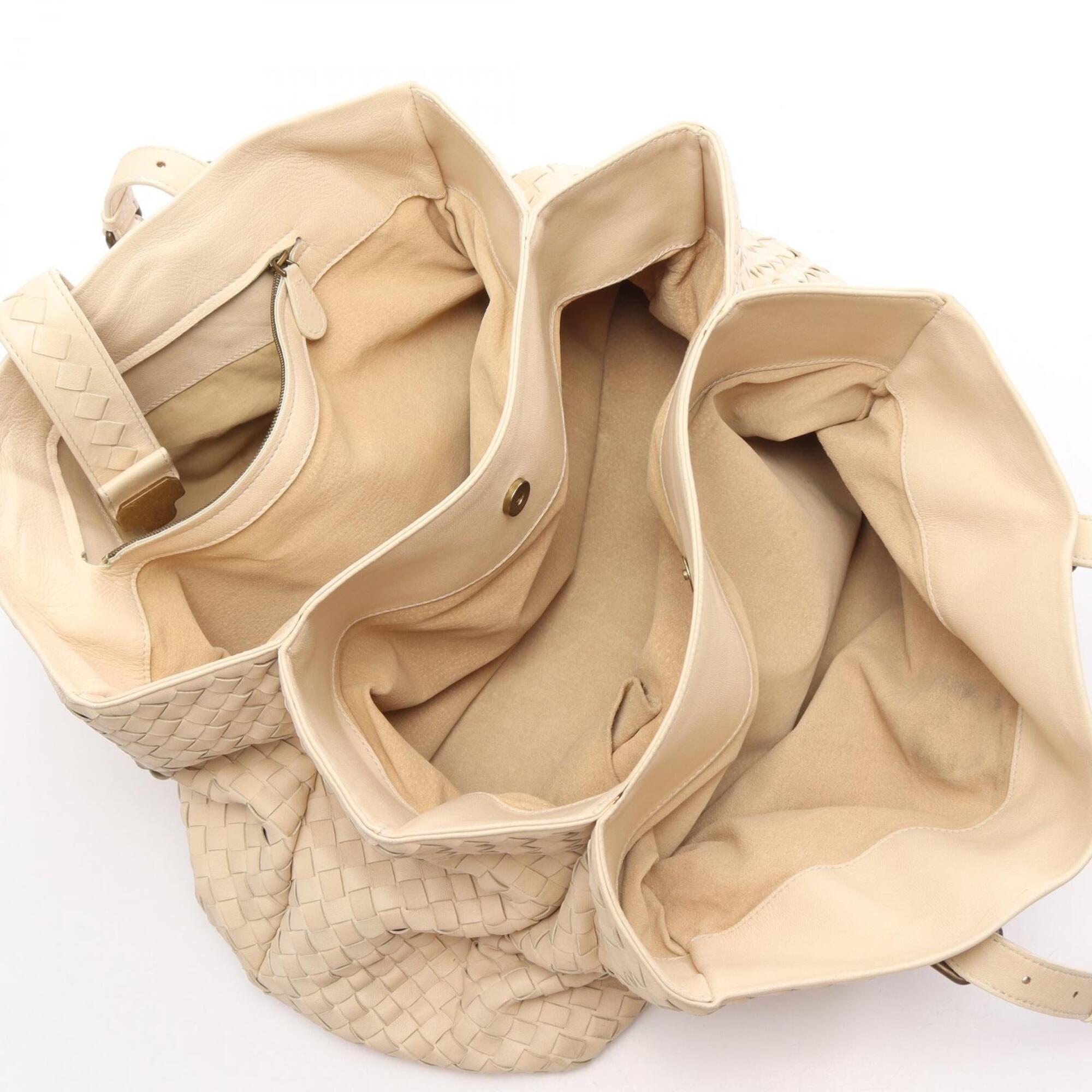 Bottega Veneta Intrecciato Beige Leather Handbag Tote Bag (Pre-Owned)
