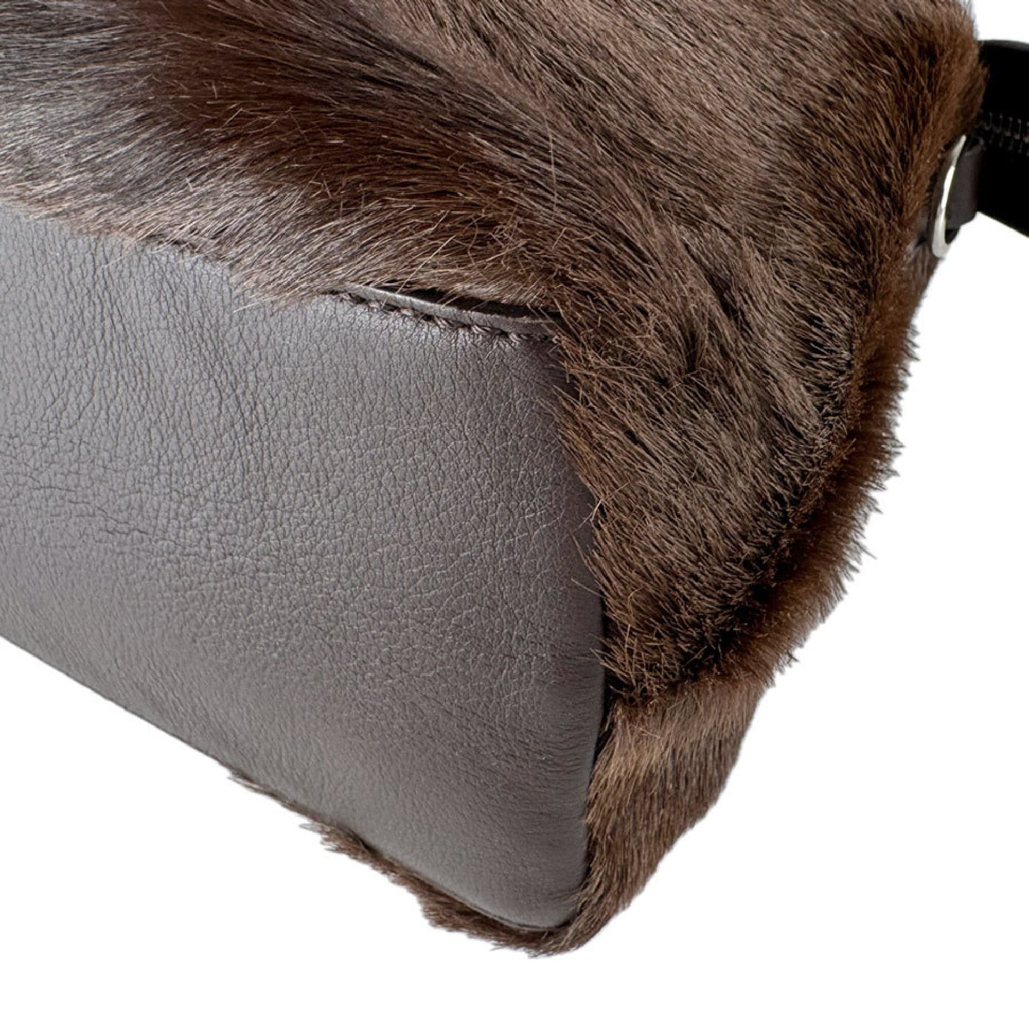 Fendi Brown Leather Handbag Shoulder Bag (Pre-Owned)