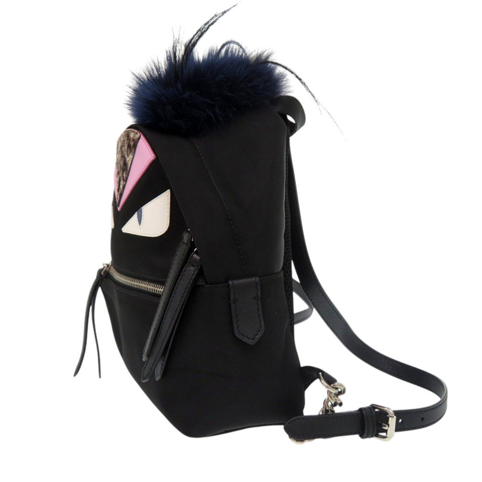 Fendi Black Nylon Fur Backpack (Pre-Owned)
