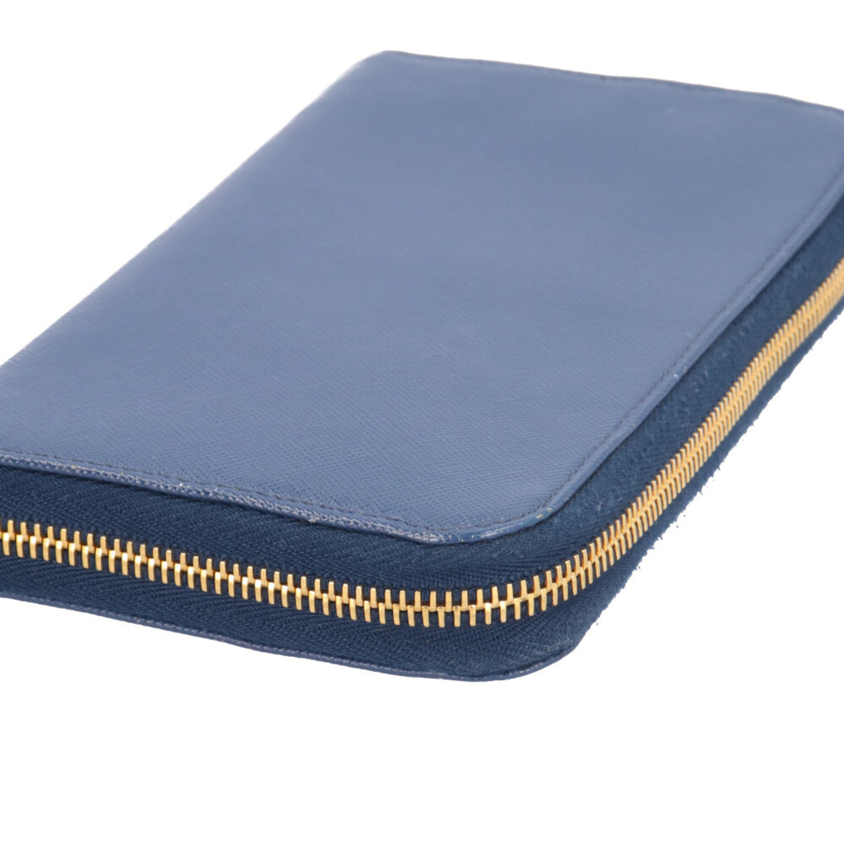 Prada Blue Leather Long Wallet (Bi-Fold) (Pre-Owned)