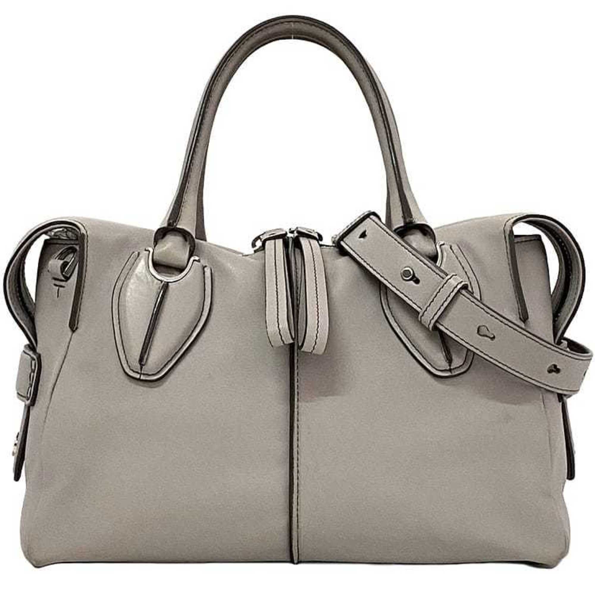 Tod's Gray Leather Handbag Shoulder Bag (Pre-Owned)
