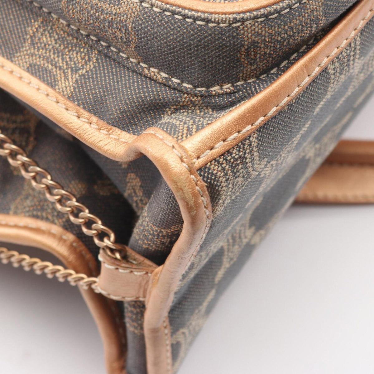 Celine Blue Brown Canvas Leather Handbag (Pre-Owned)