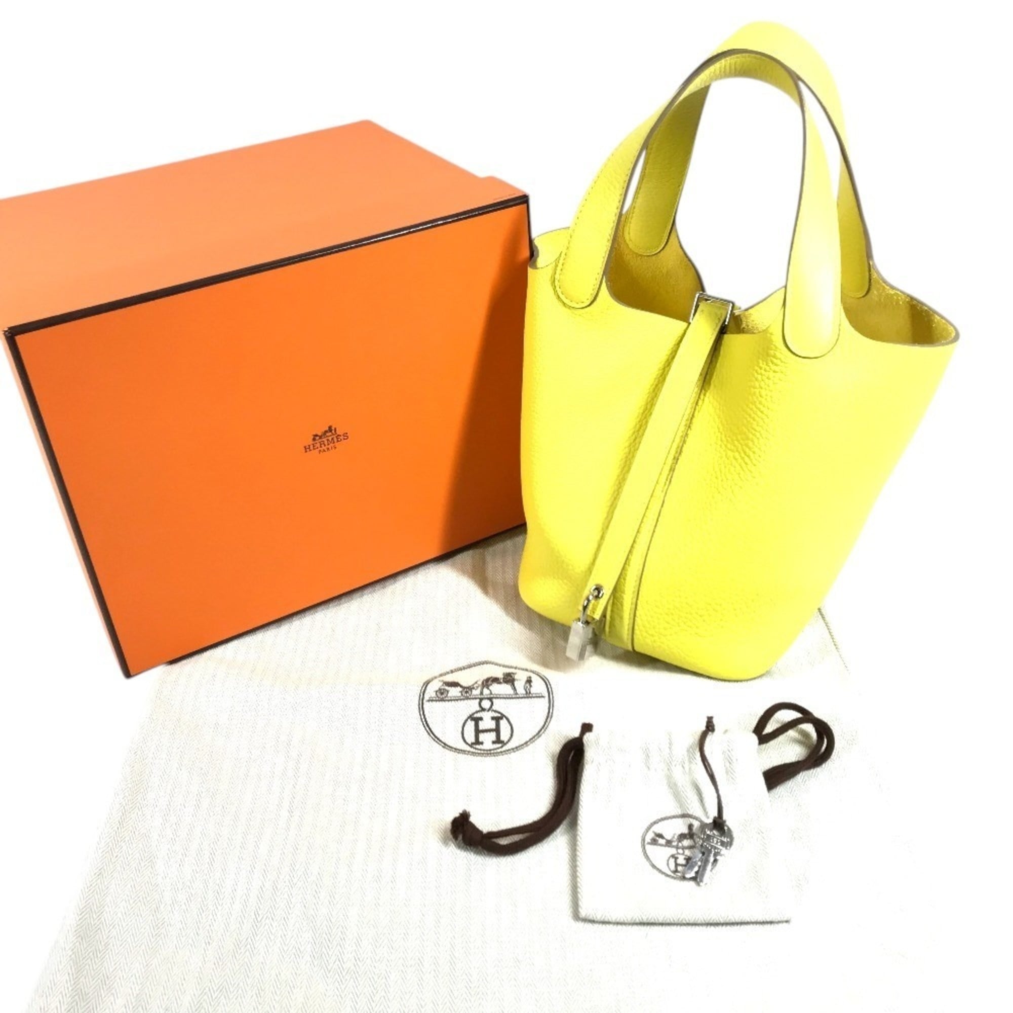 Hermes Yellow Taurillon Clemence Leather Handbag Tote Bag (Pre-Owned)