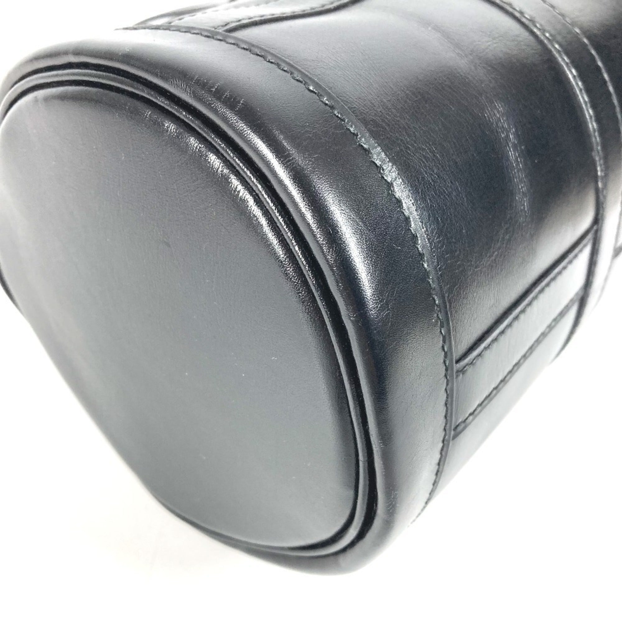 Hermes Black Leather Boston Bag Handbag (Pre-Owned)