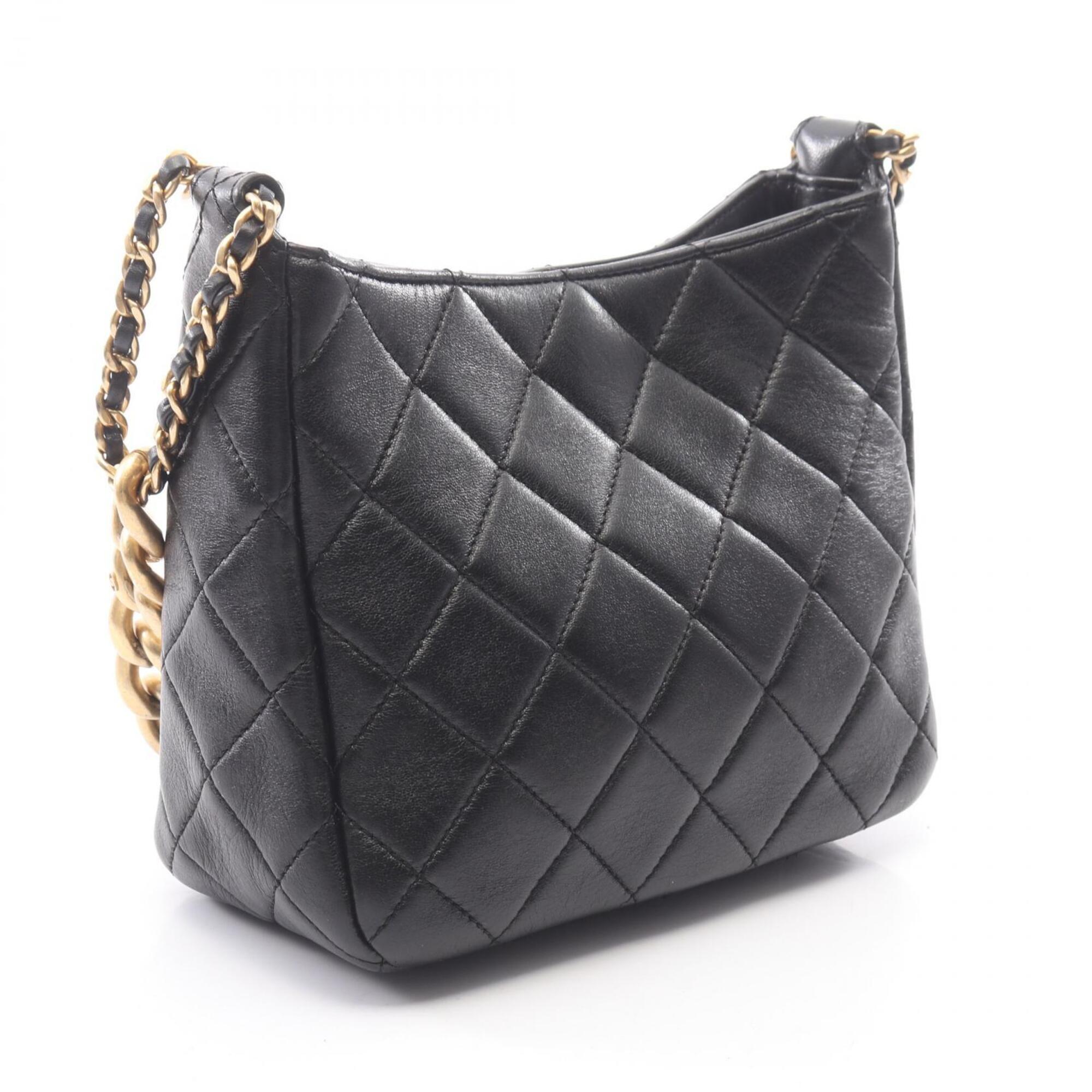 Chanel Black Leather Handbag Shoulder Bag (Pre-Owned)