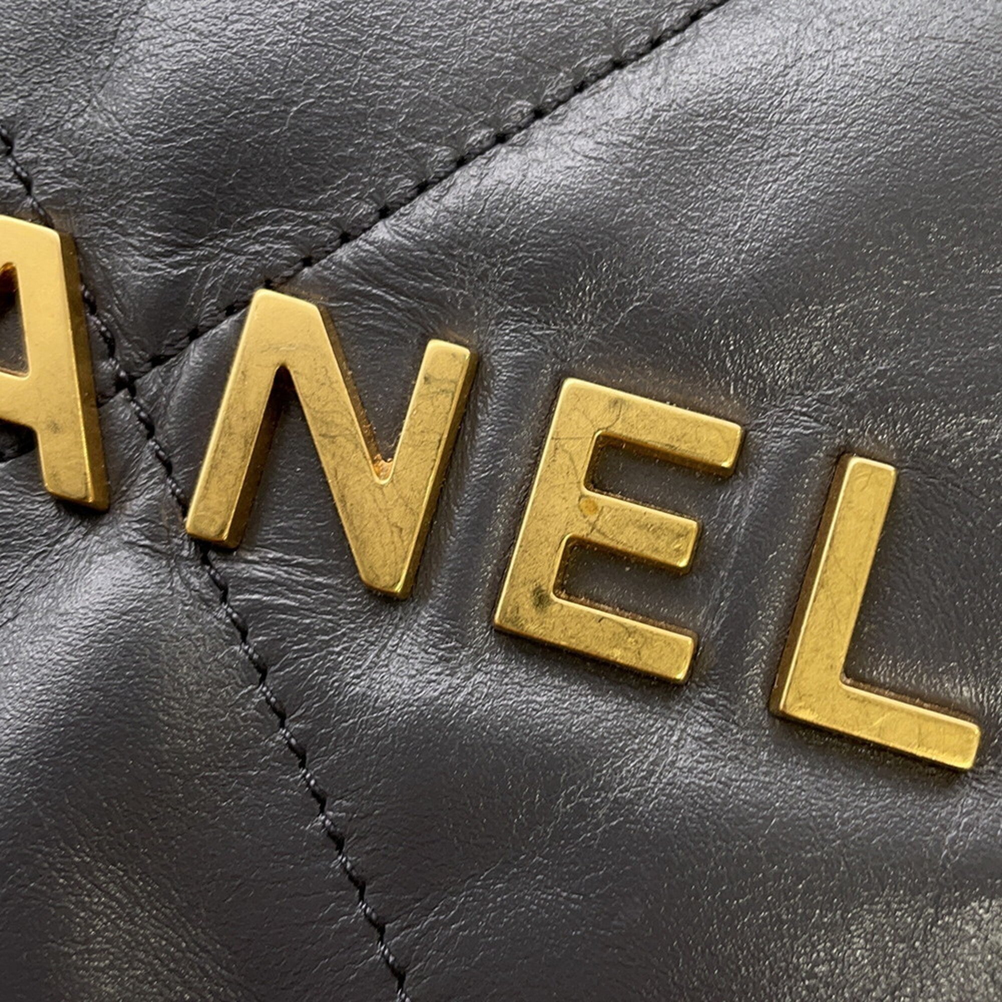 Chanel Gray Leather Backpack (Pre-Owned)