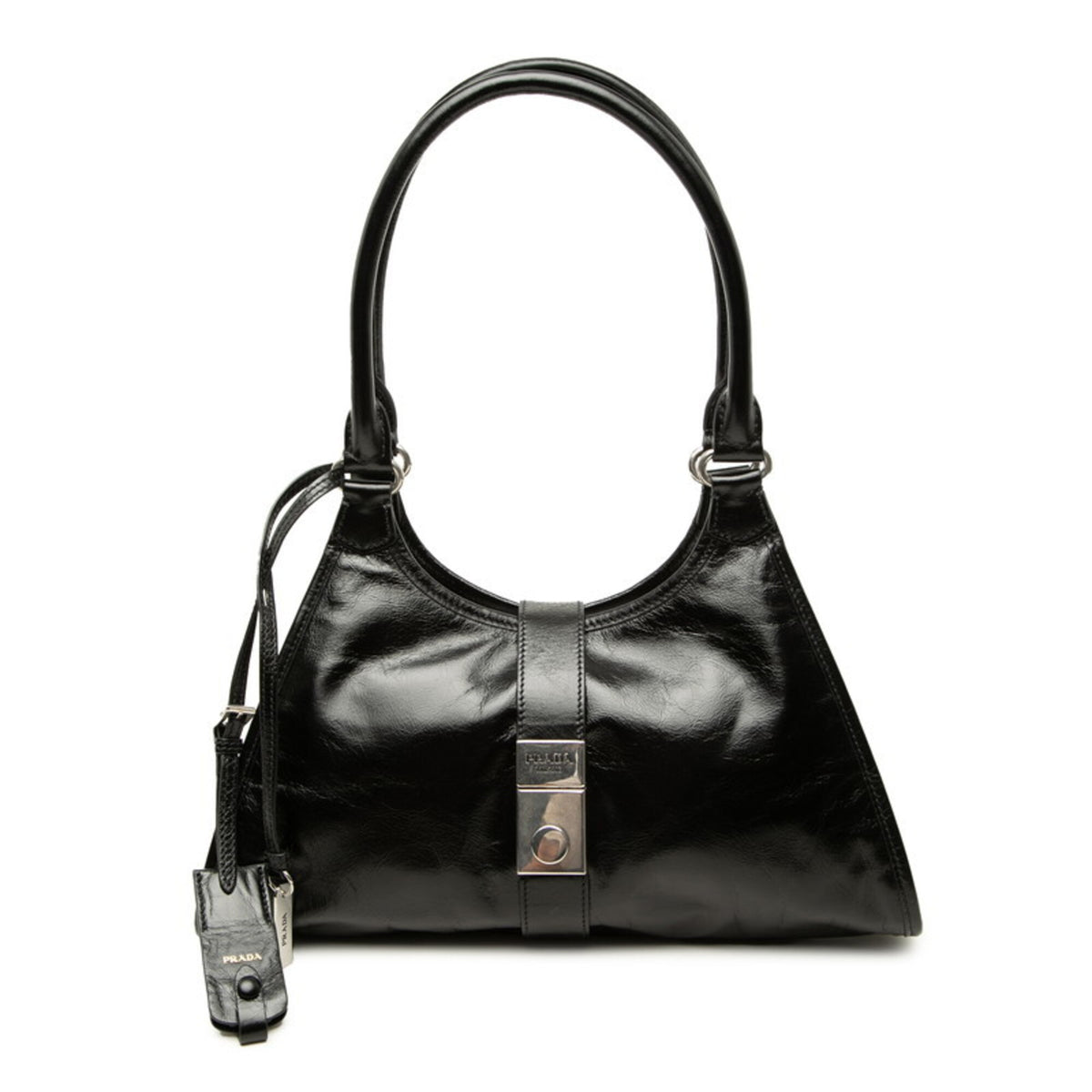 Prada Black Leather Shoulder Bag Tote Bag (Pre-Owned)