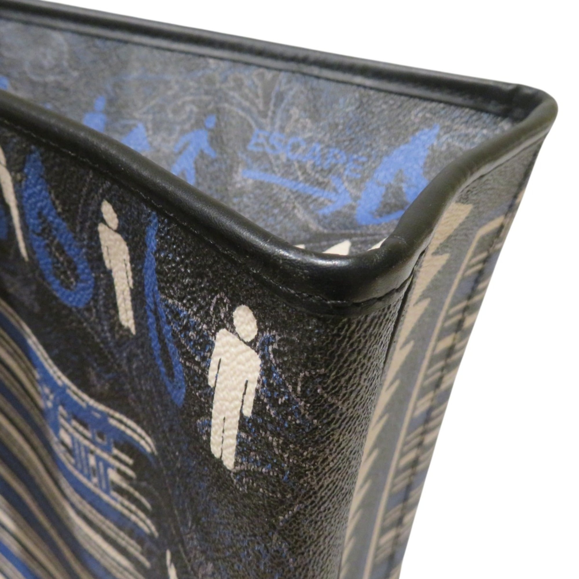 Etro Black Blue Gray Pvc Cotton Tote Bag (Pre-Owned)