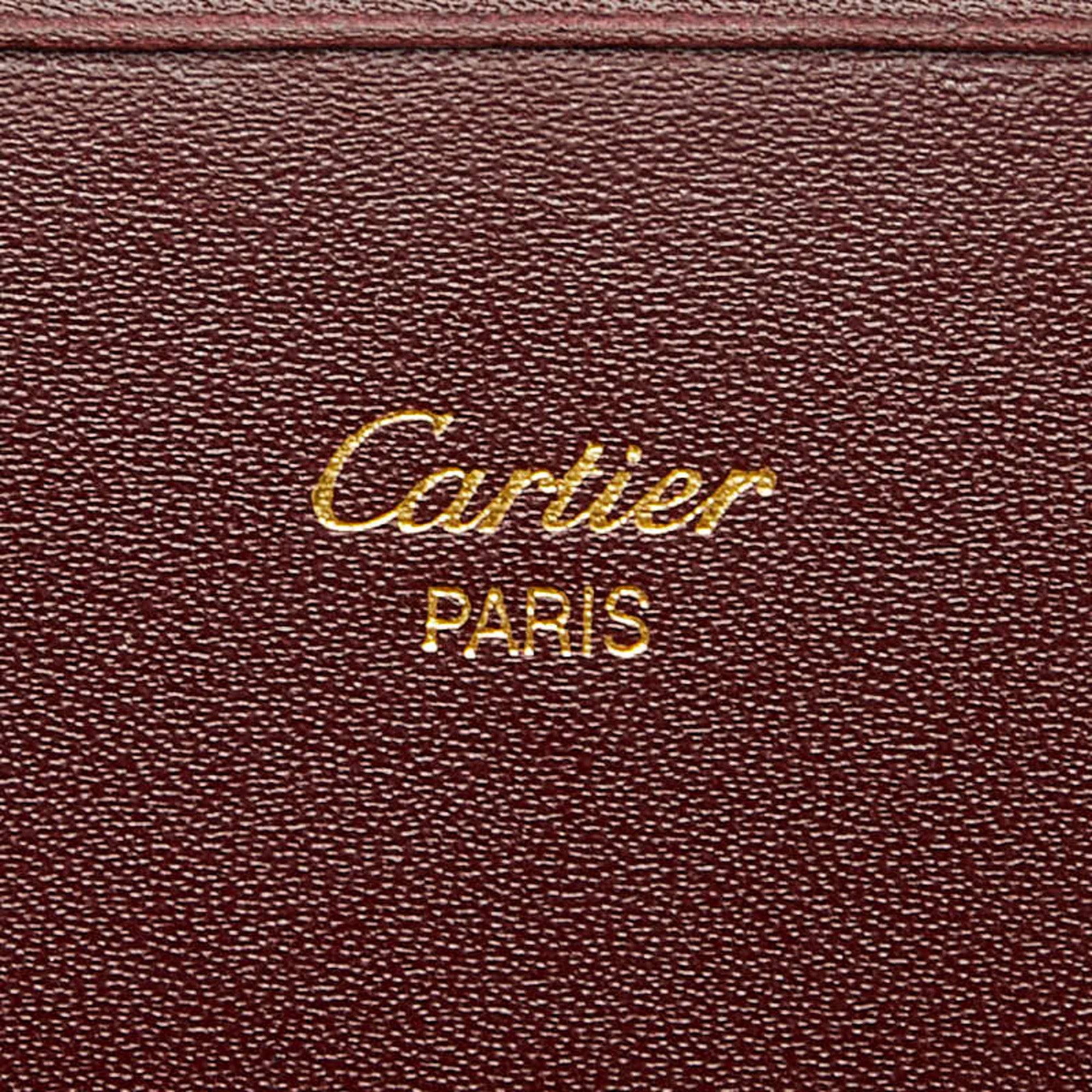 Cartier Must Wine Red Leather Long Wallet (Bi-Fold) (Pre-Owned)