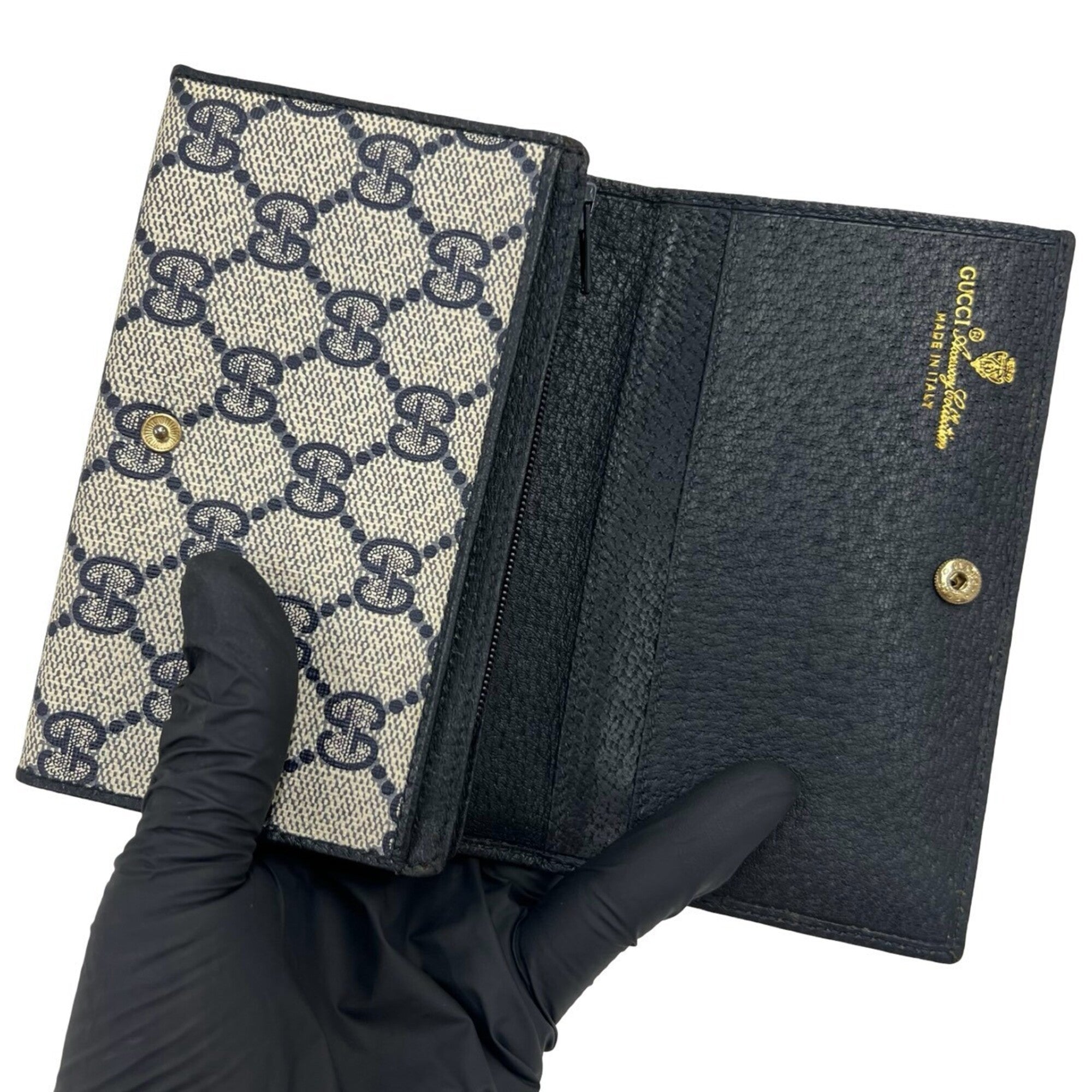 Gucci Navy Leather Pvc Wallet (Bi-Fold) (Pre-Owned)