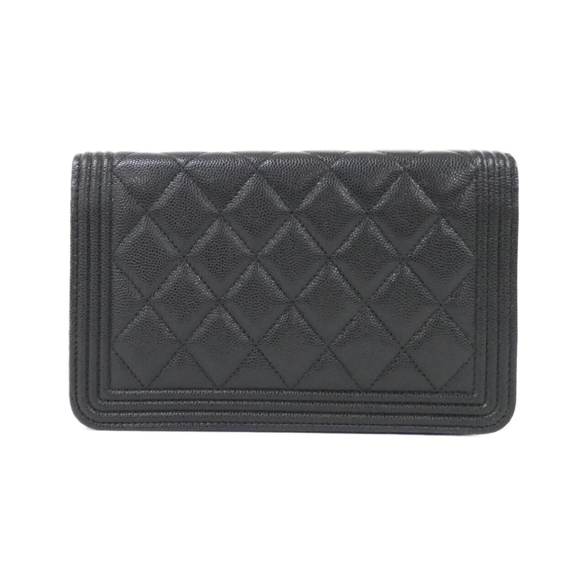 Chanel Black Grained Calfskin Chain/Shoulder Wallet (Pre-Owned)