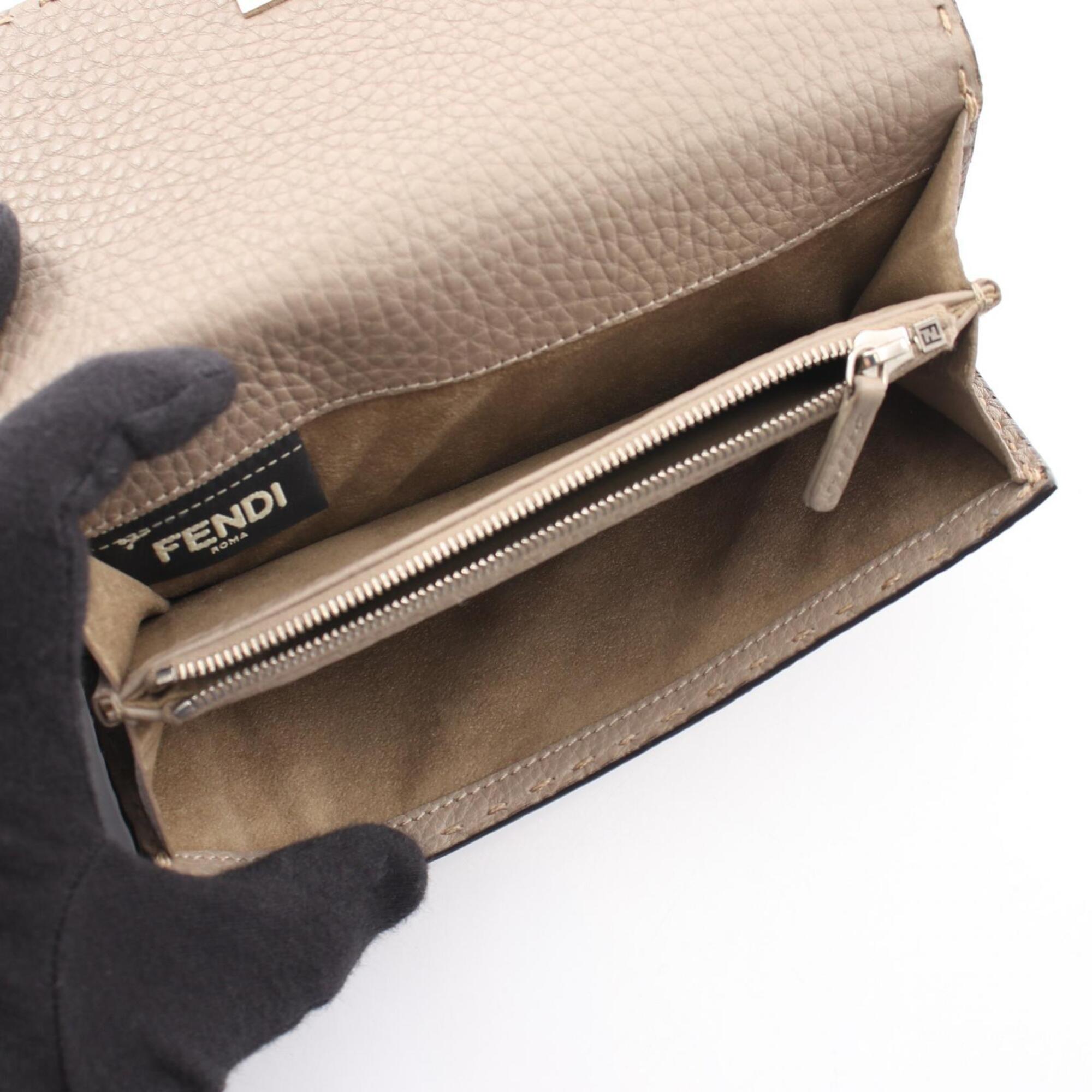 Fendi Beige Leather Long Wallet (Bi-Fold) (Pre-Owned)