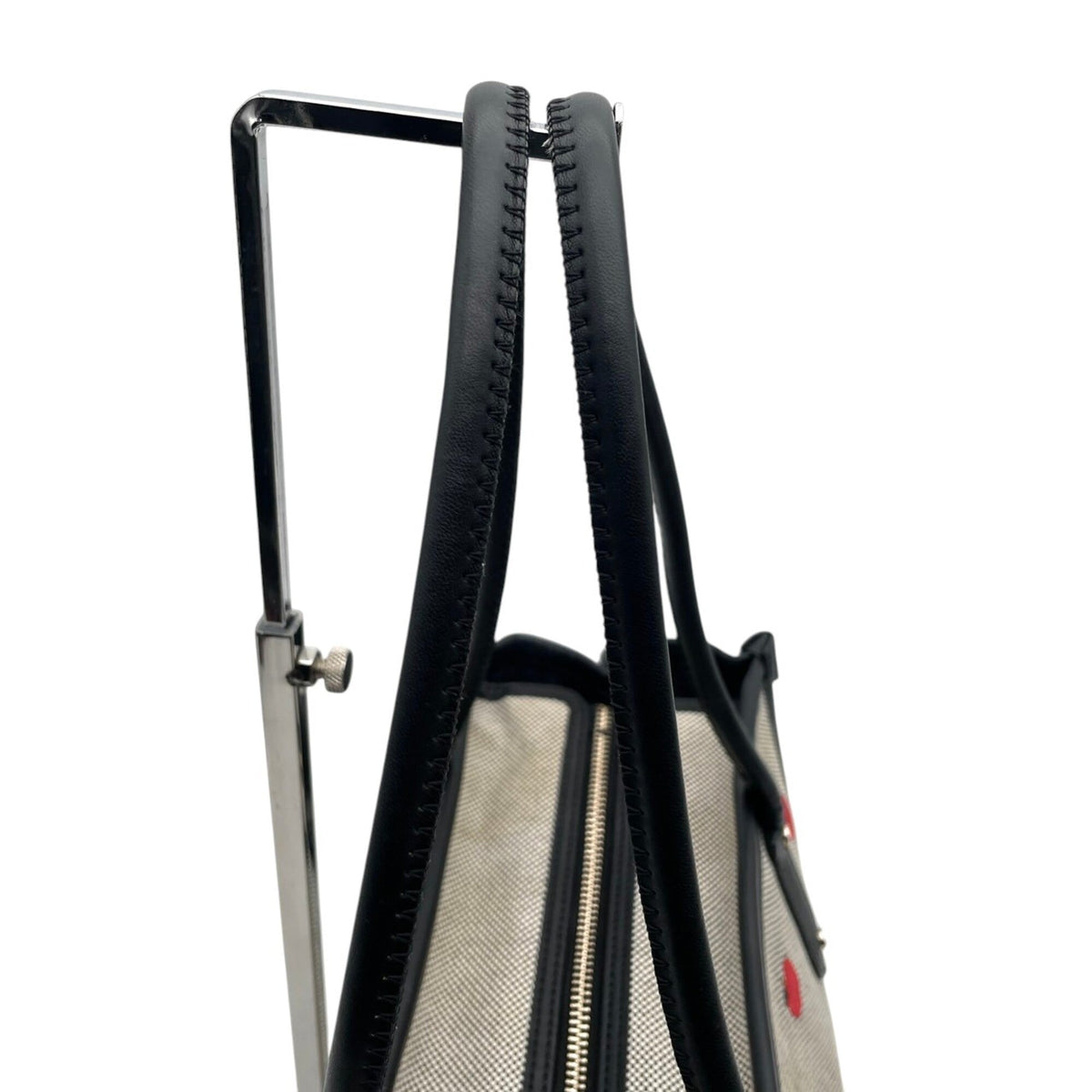 Kate Spade Black Gray Canvas Leather Handbag Tote Bag (Pre-Owned)