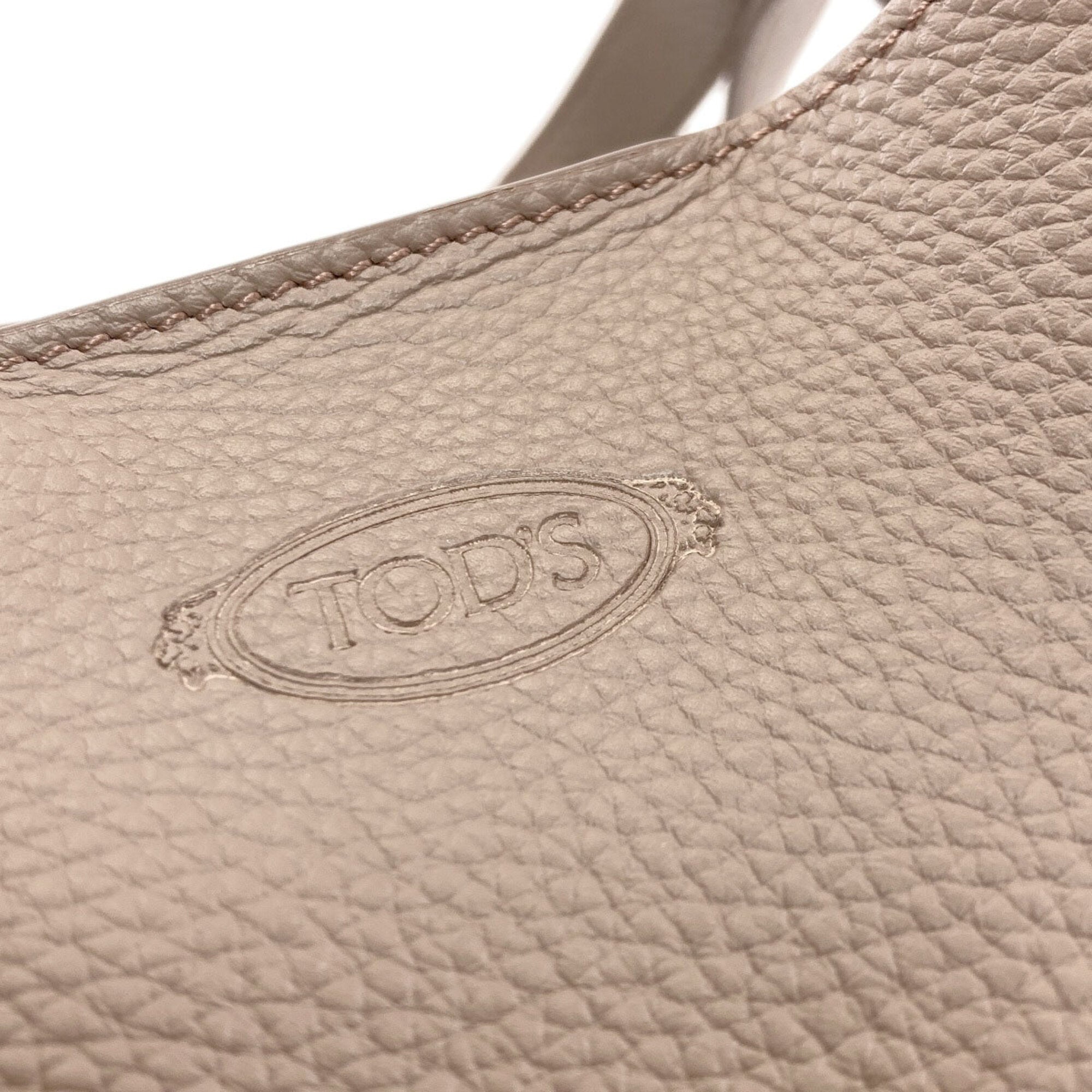 Tod's Grayish Leather Tote Bag (Pre-Owned)