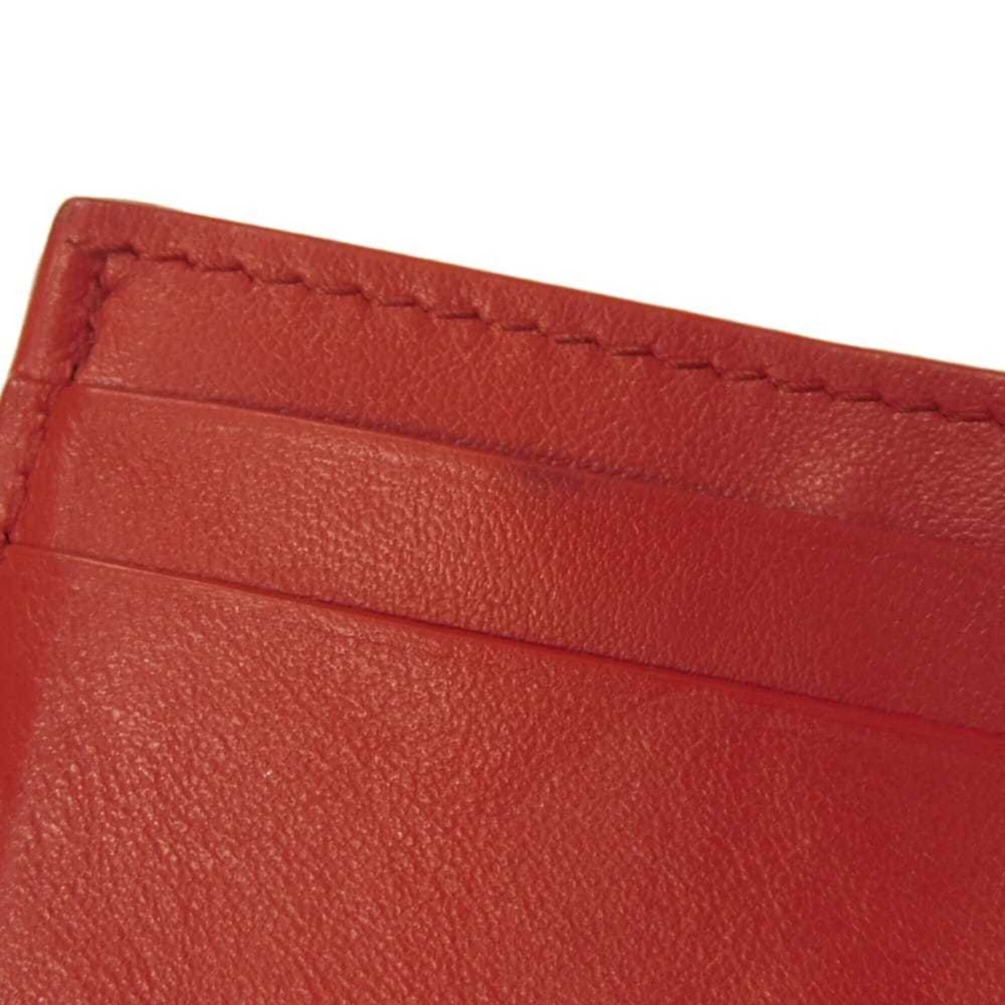 Bottega Veneta Red Color Leather Wallet (Tri-Fold) (Pre-Owned)