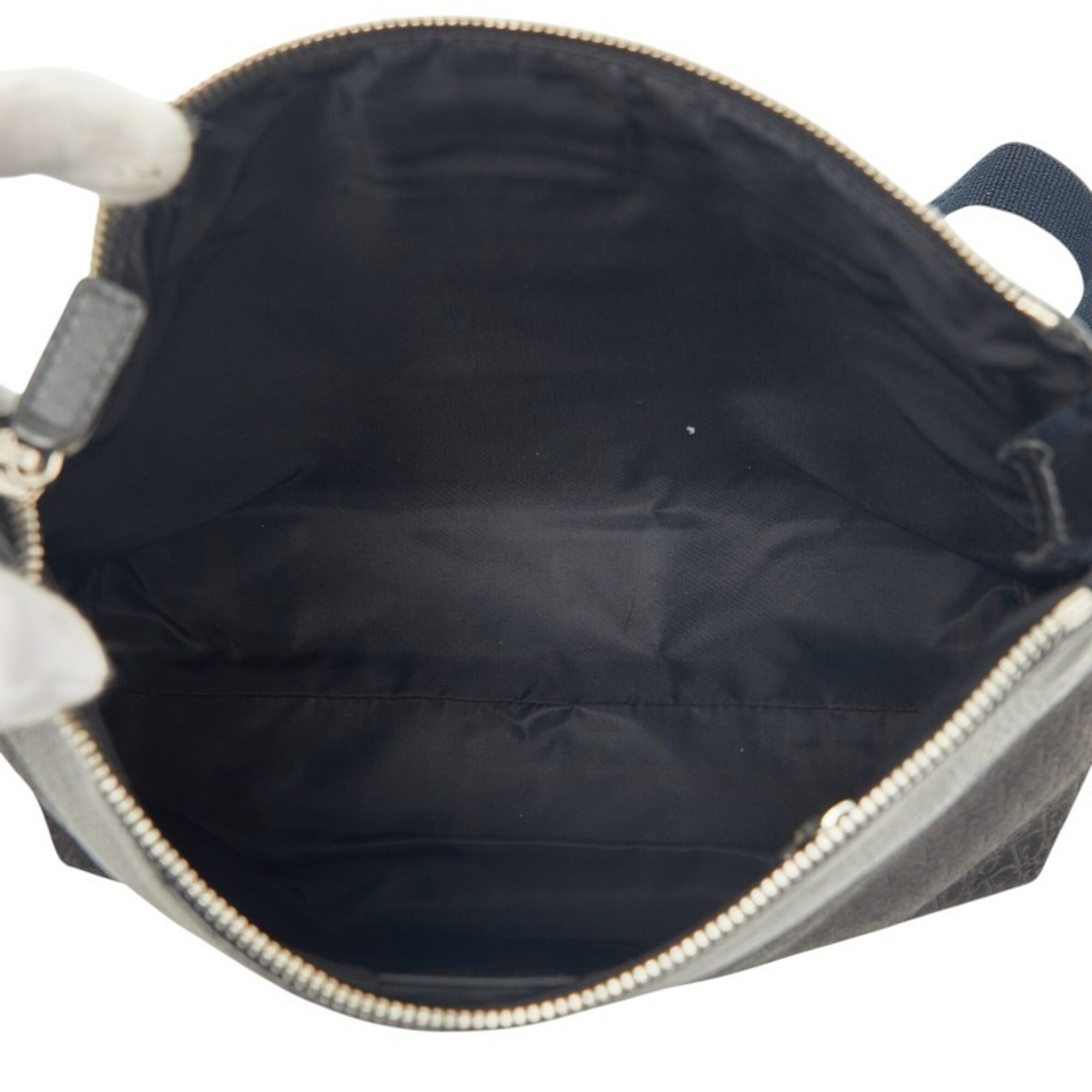 Christian Dior Black Navy Leather Jacquard Shoulder Bag (Pre-Owned)
