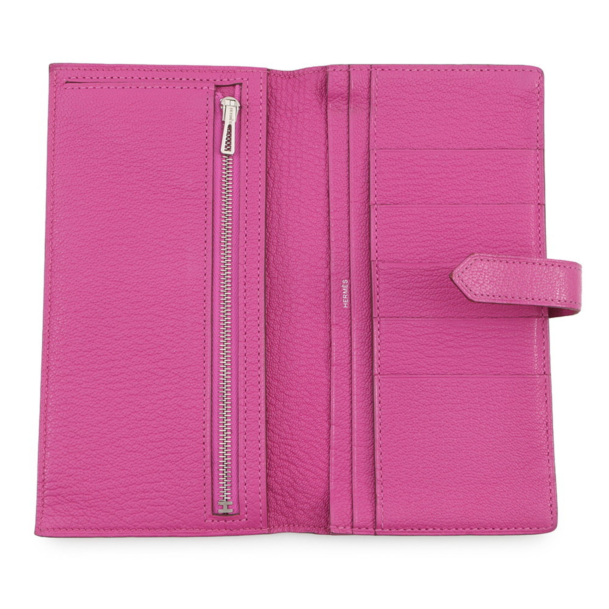 Hermes Pink Chevre Myzore Leather Long Wallet (Bi-Fold) (Pre-Owned)