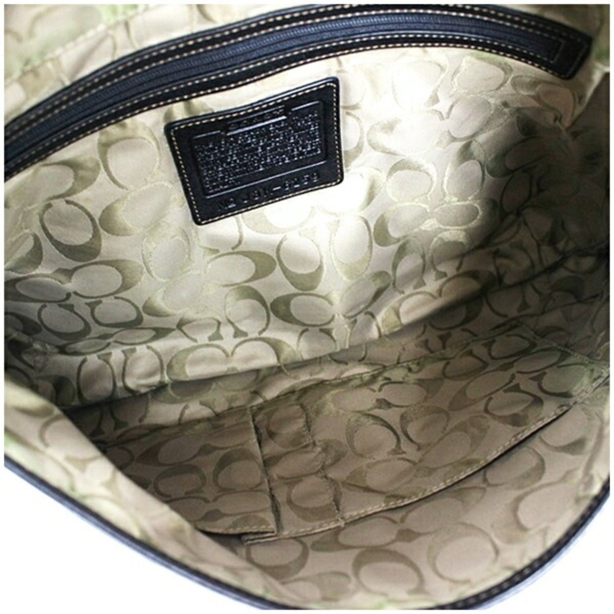 Coach Signature Black Light Brown Nylon Leather Messenger Bag Shoulder Bag (Pre-Owned)