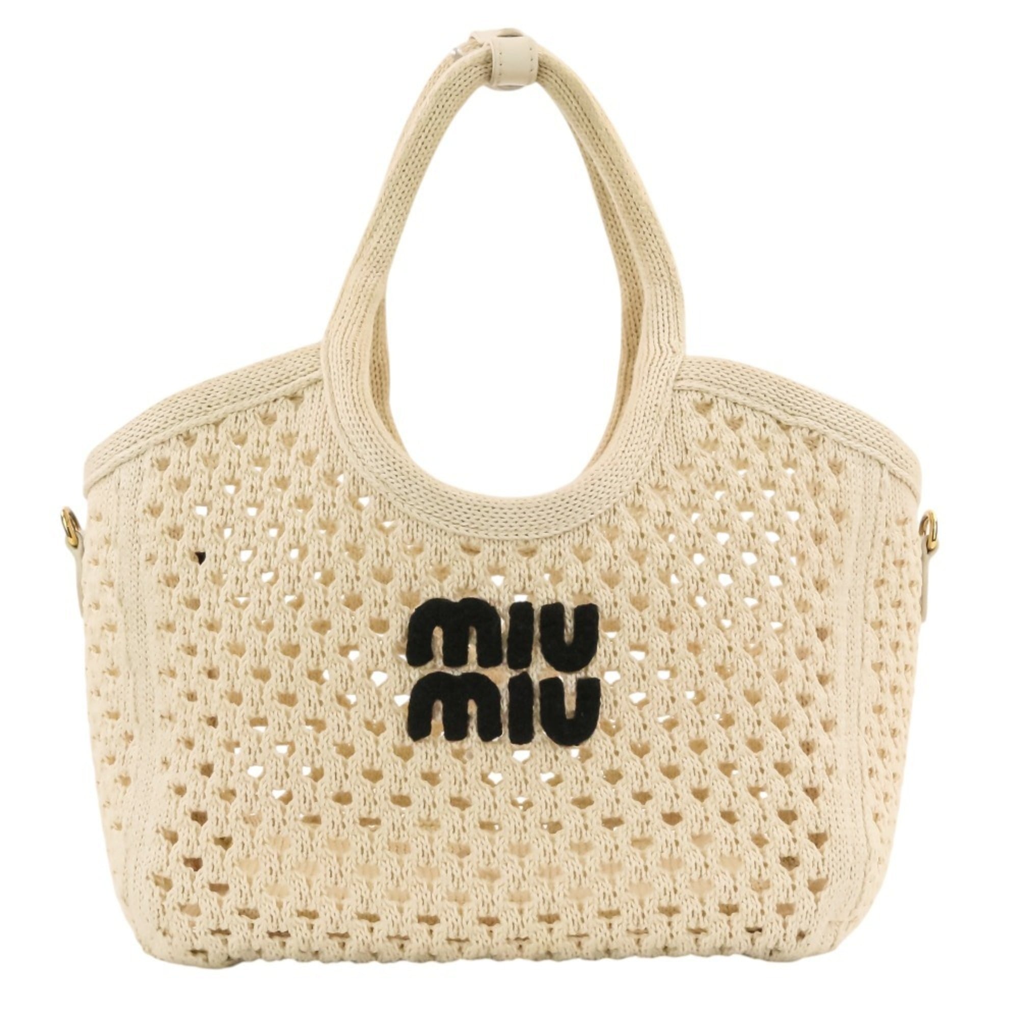 Miu Miu Ivory Mesh Handbag Pouch Tote Bag (Pre-Owned)