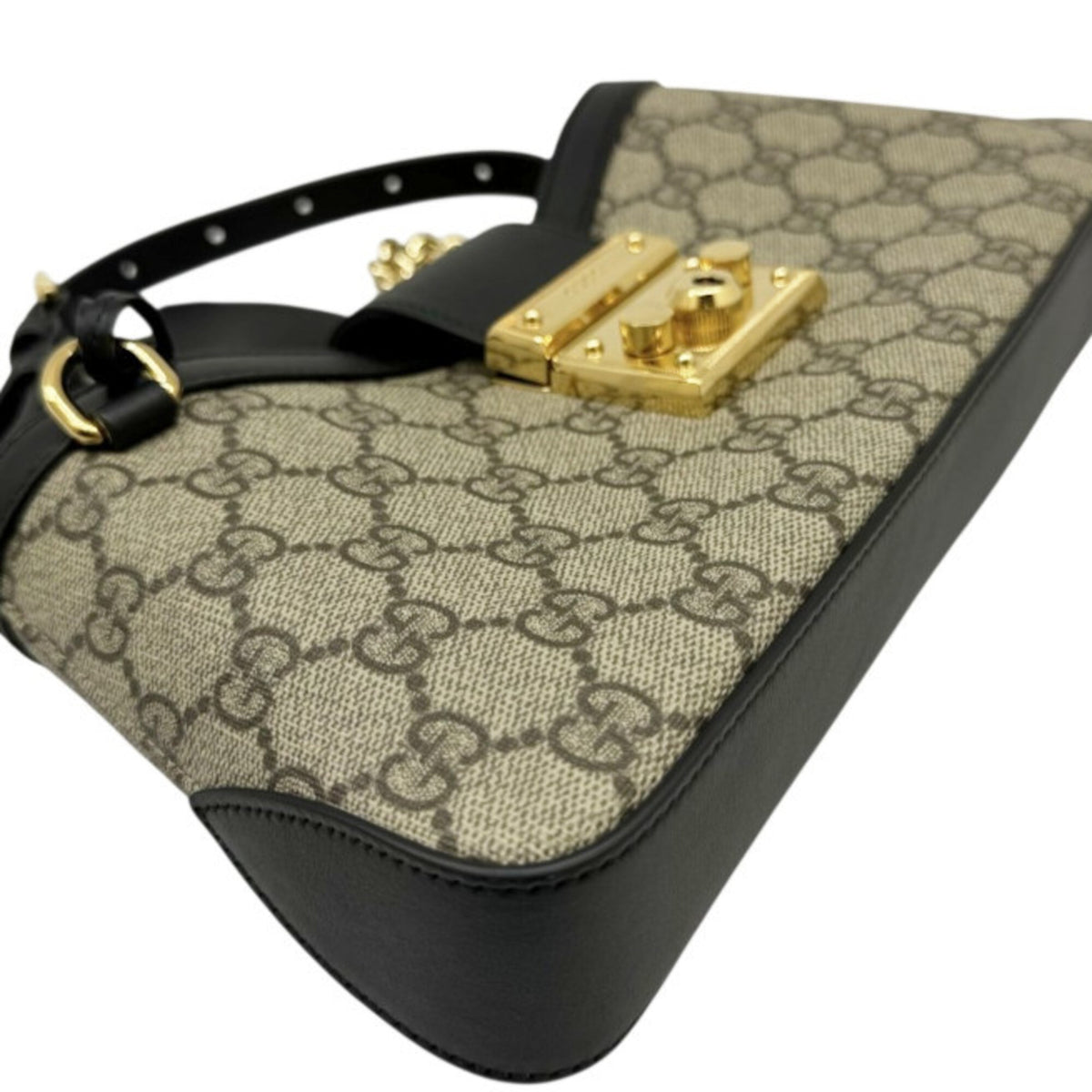 Gucci Padlock Beige Black Gg Supreme Shoulder Bag (Pre-Owned)