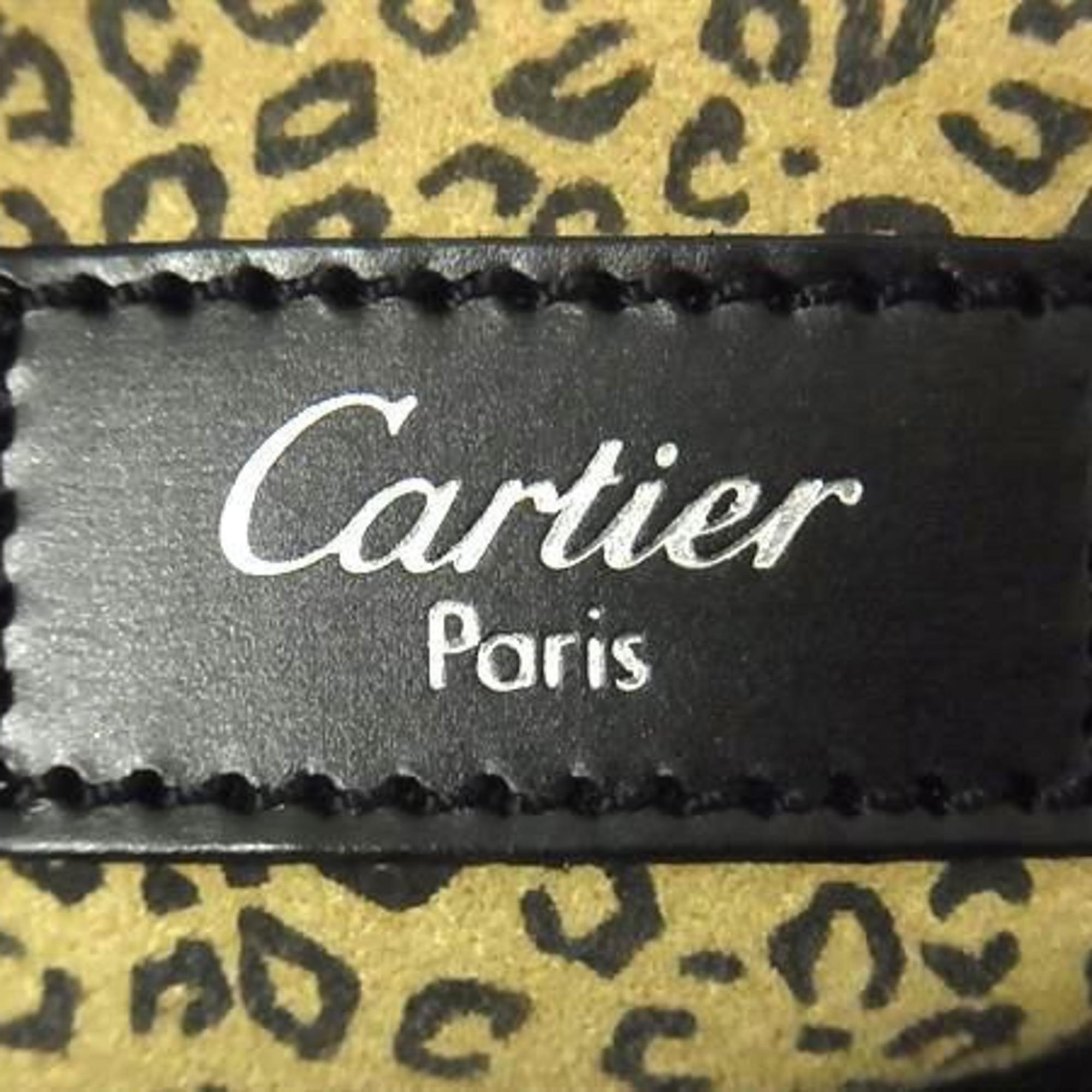 Cartier Black Leather Handbag Shoulder Bag Tote Bag (Pre-Owned)