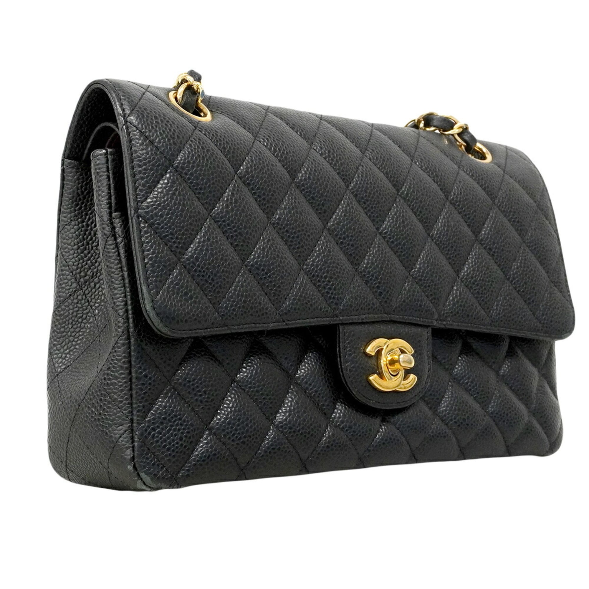 Chanel Black Grained Calfskin Shoulder Bag (Pre-Owned)