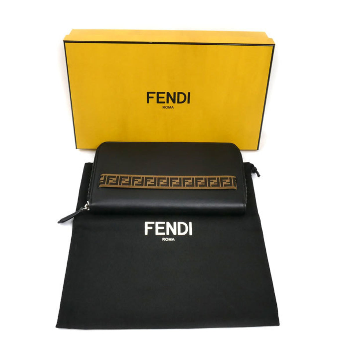 Fendi Black Leather Long Wallet (Bi-Fold) (Pre-Owned)