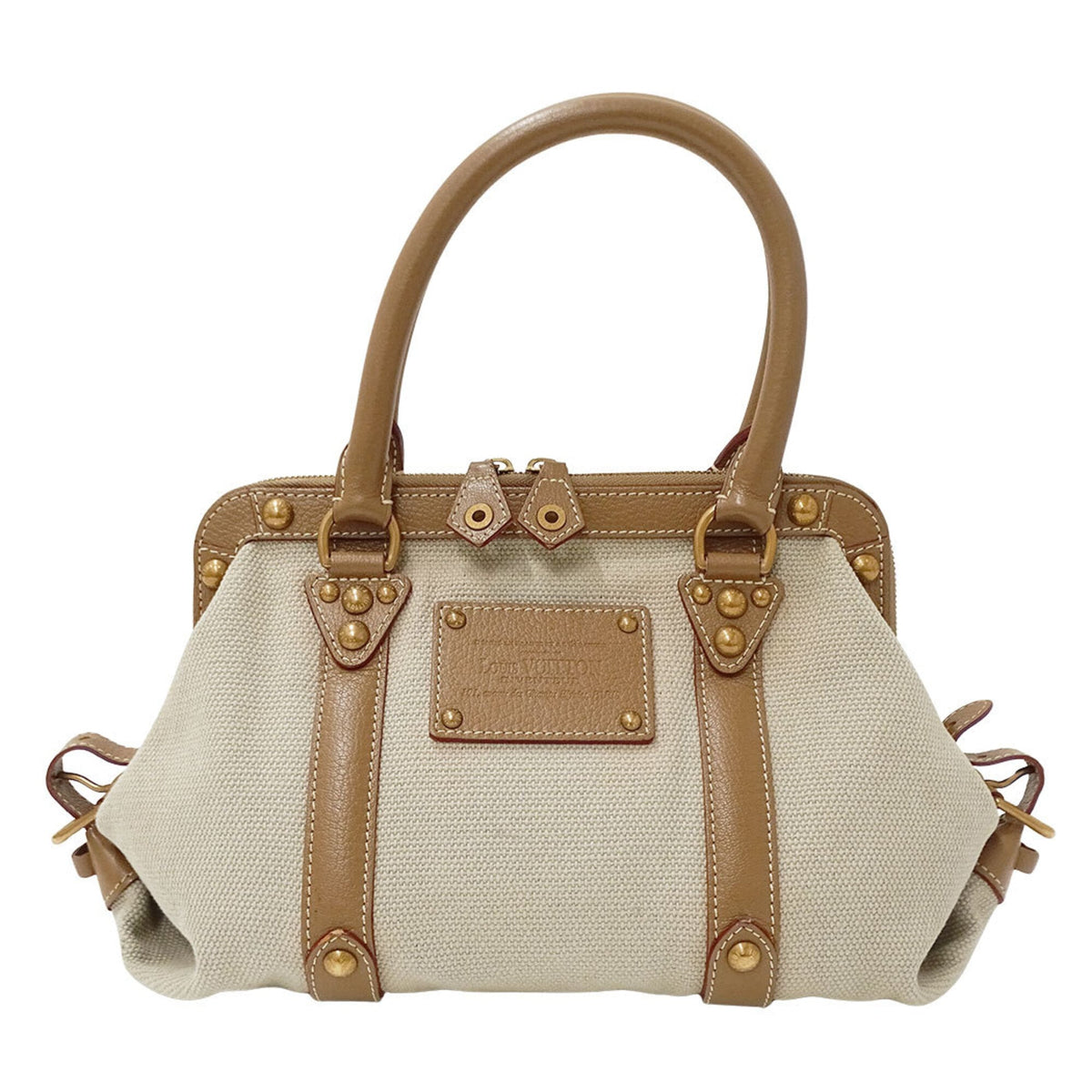 Louis Vuitton Beige Yellow Canvas Handbag (Pre-Owned)