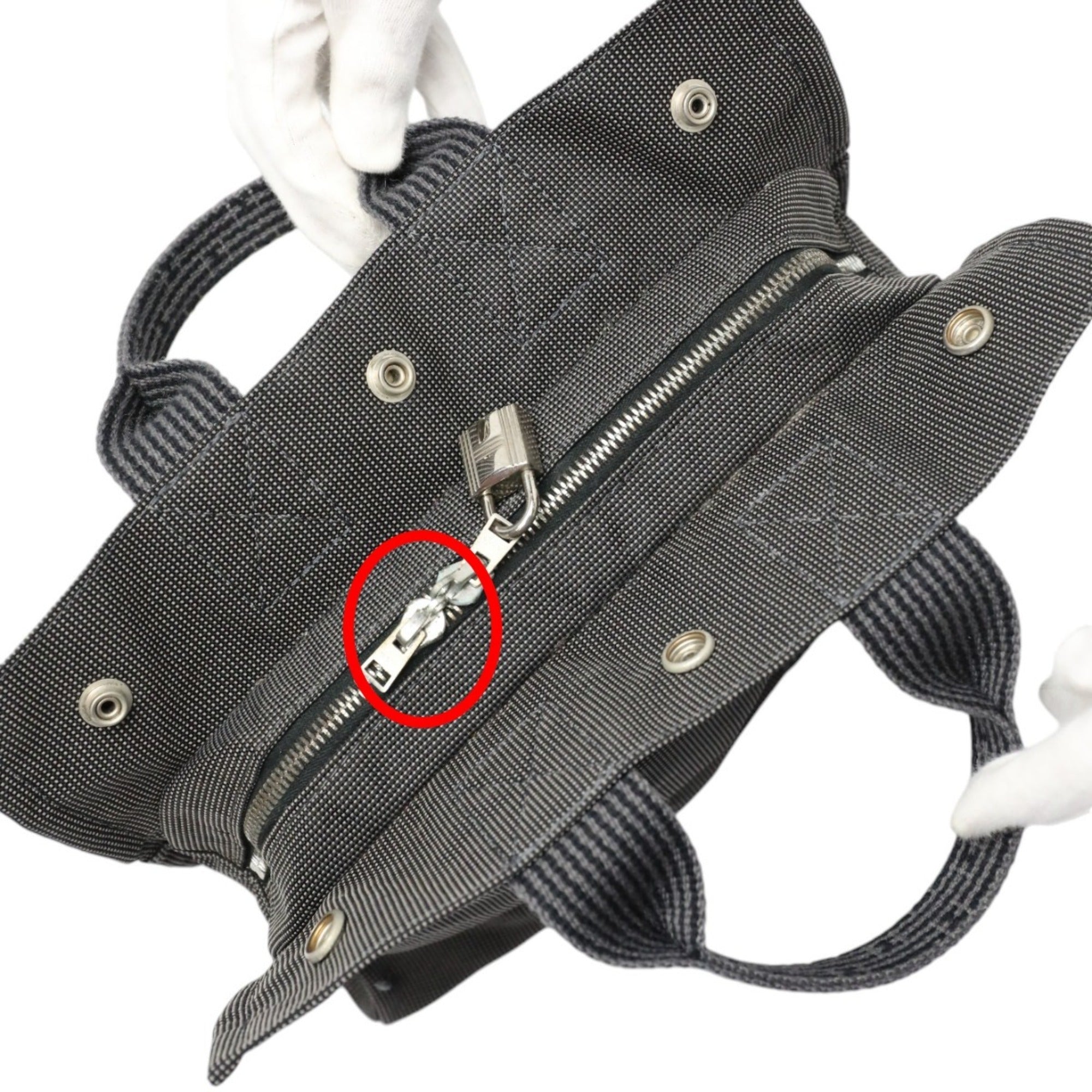 Hermes Gray Canvas Handbag (Pre-Owned)