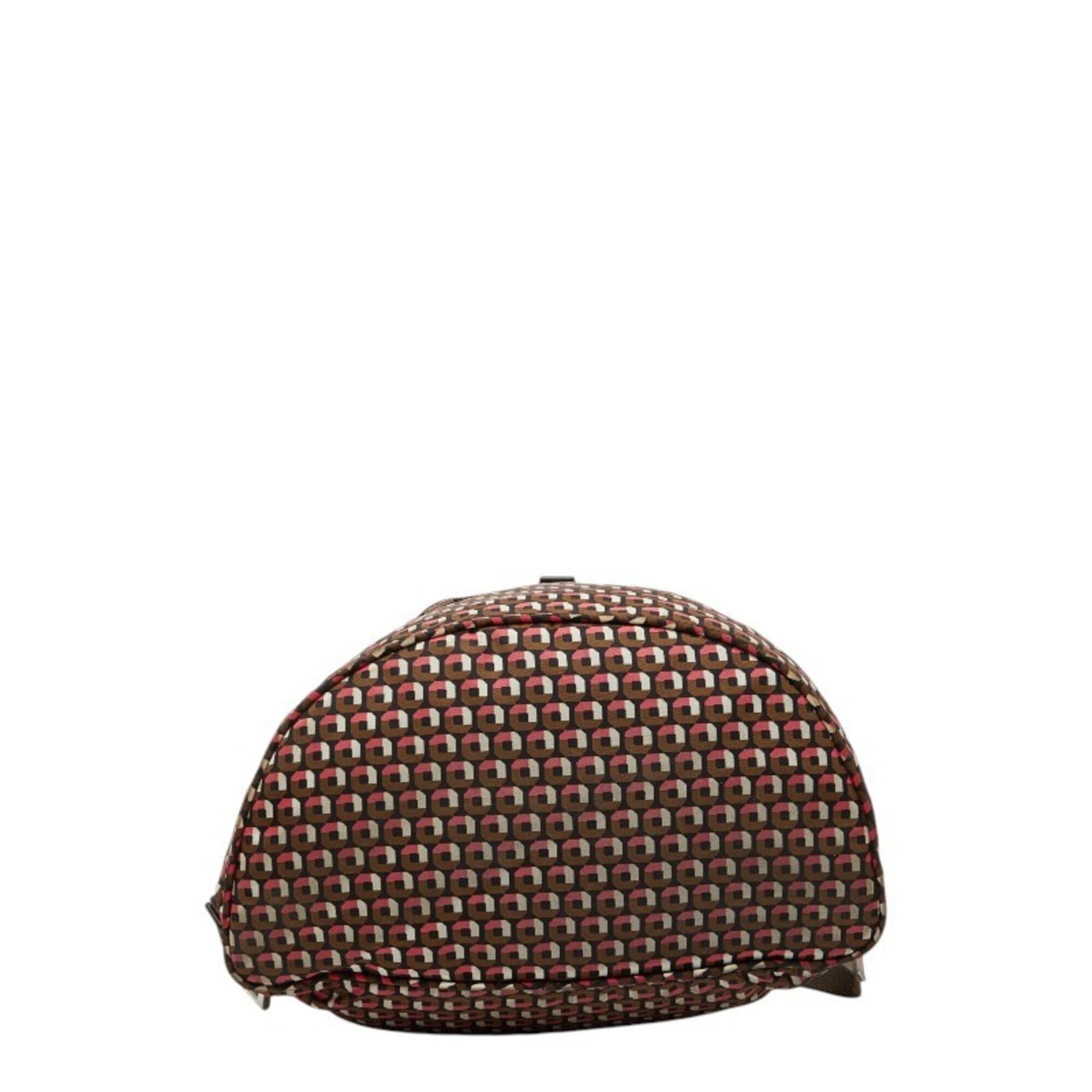 Prada Brown Pink Nylon Leather Backpack (Pre-Owned)