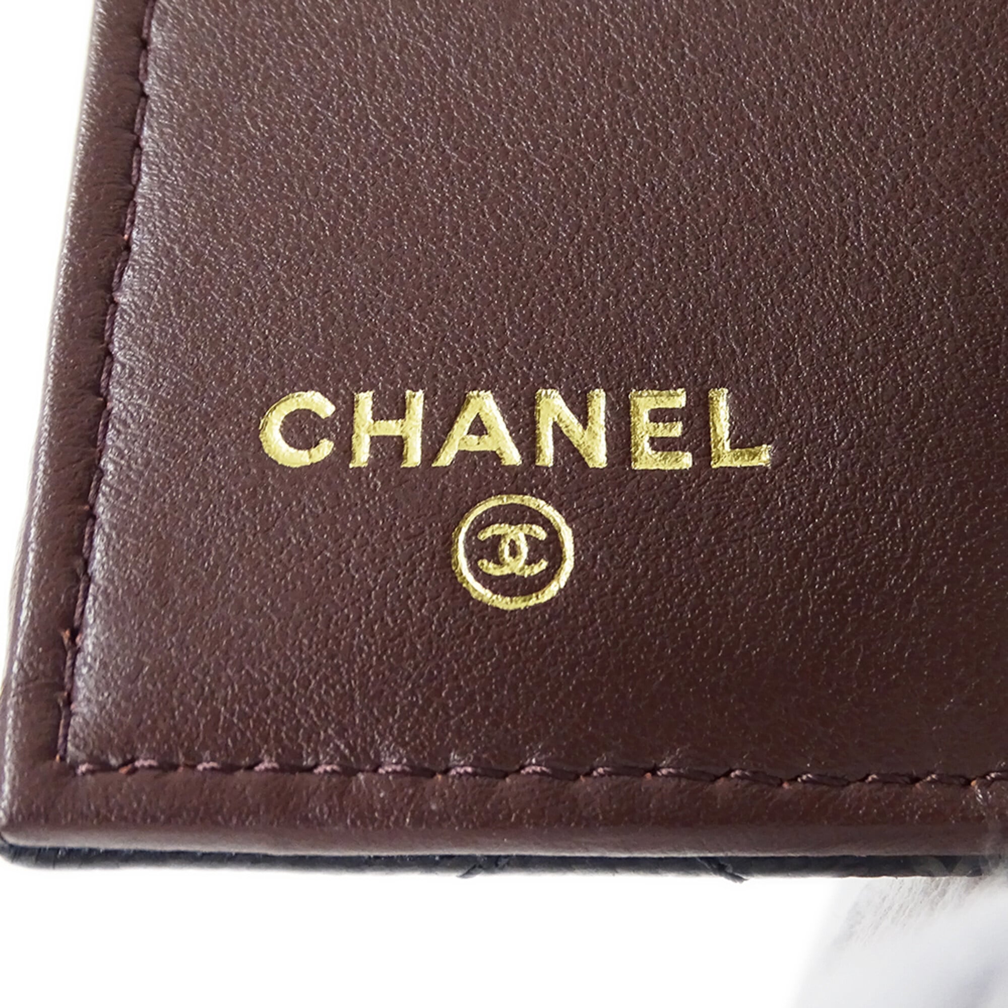 Chanel Black Grained Calfskin Wallet (Tri-Fold) (Pre-Owned)
