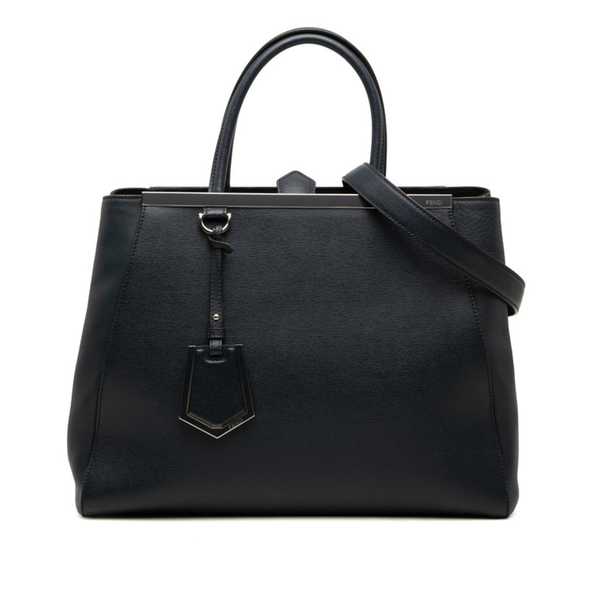 Fendi Navy Leather Handbag Shoulder Bag (Pre-Owned)