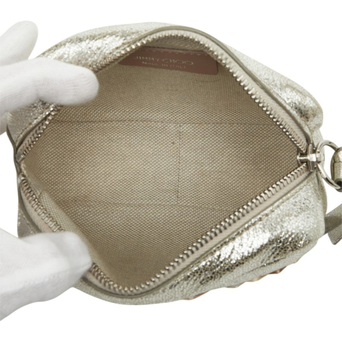 Jimmy Choo Silver Leather Pouch (Pre-Owned)