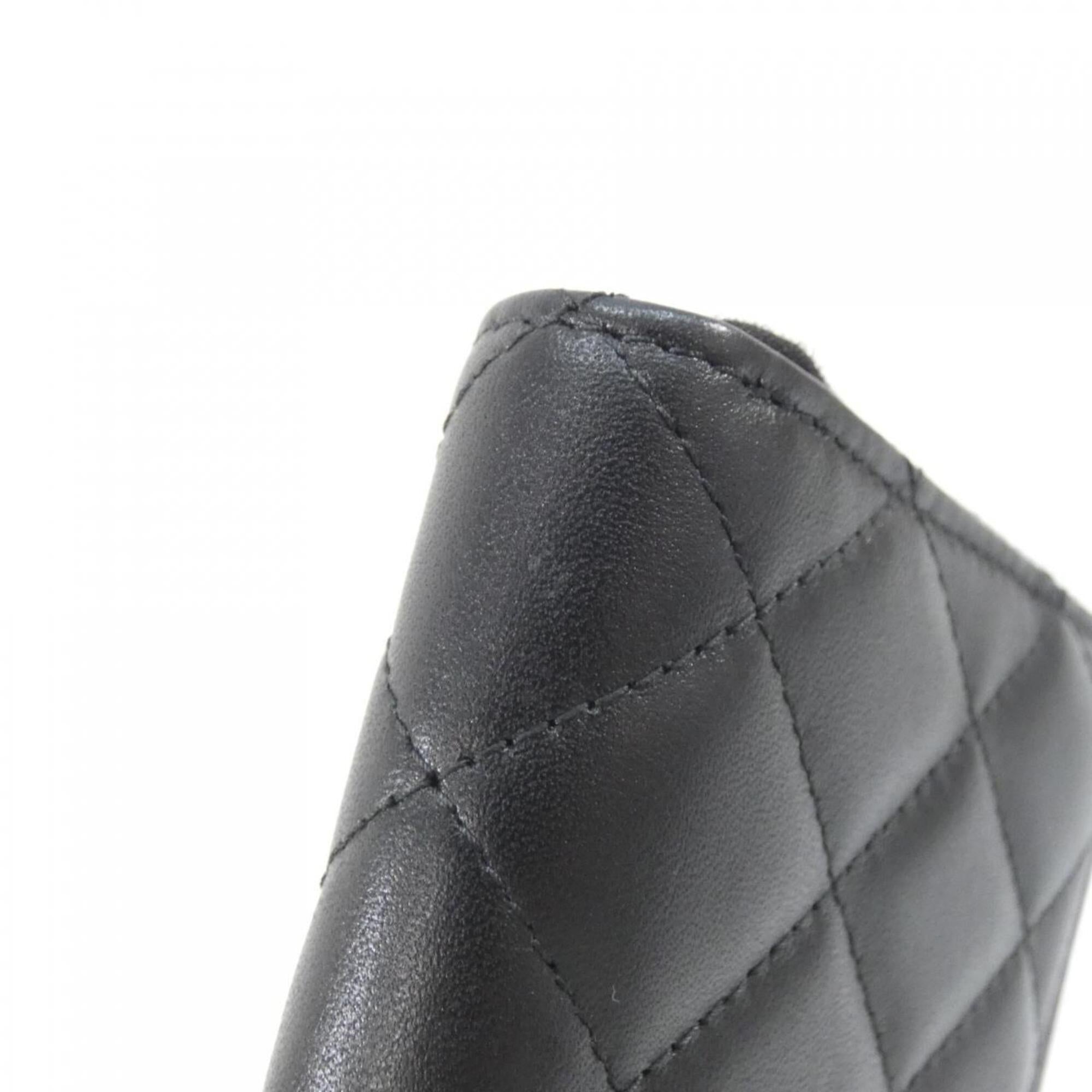 Chanel Black Bordeaux Leather Long Wallet (Bi-Fold) (Pre-Owned)