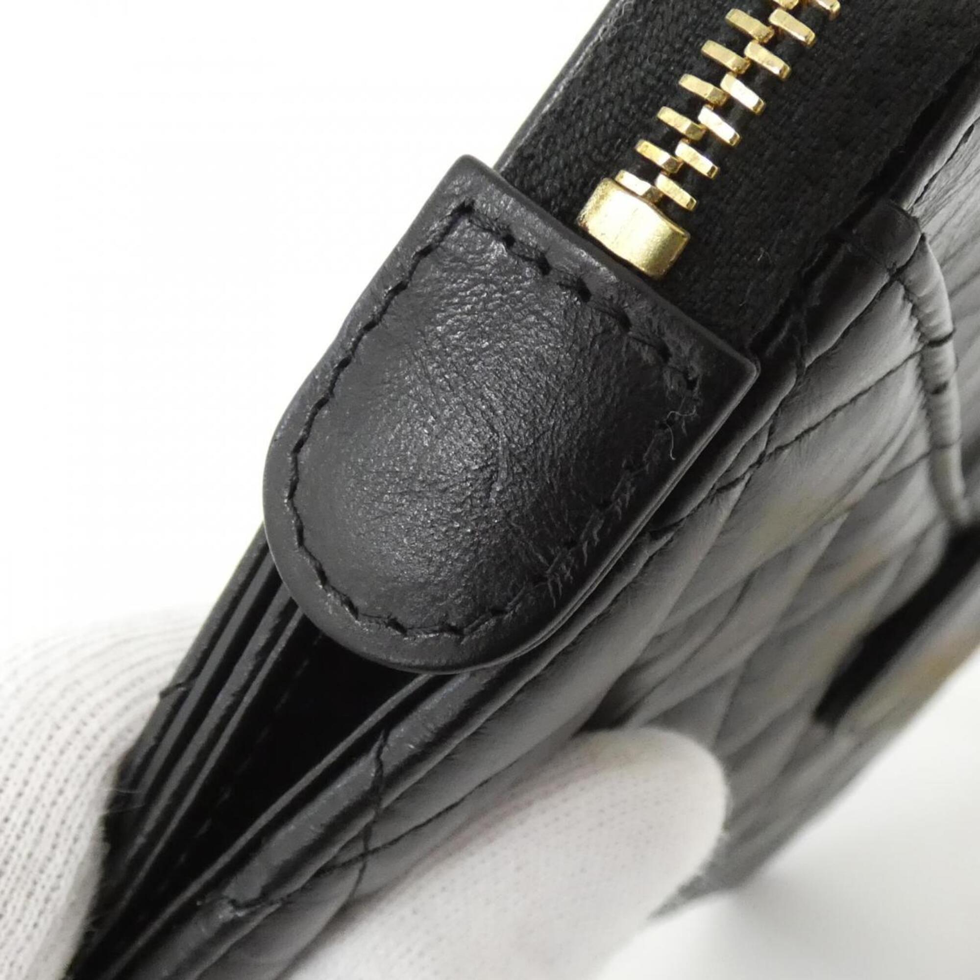 Chanel Black Leather Long Wallet (Bi-Fold) (Pre-Owned)