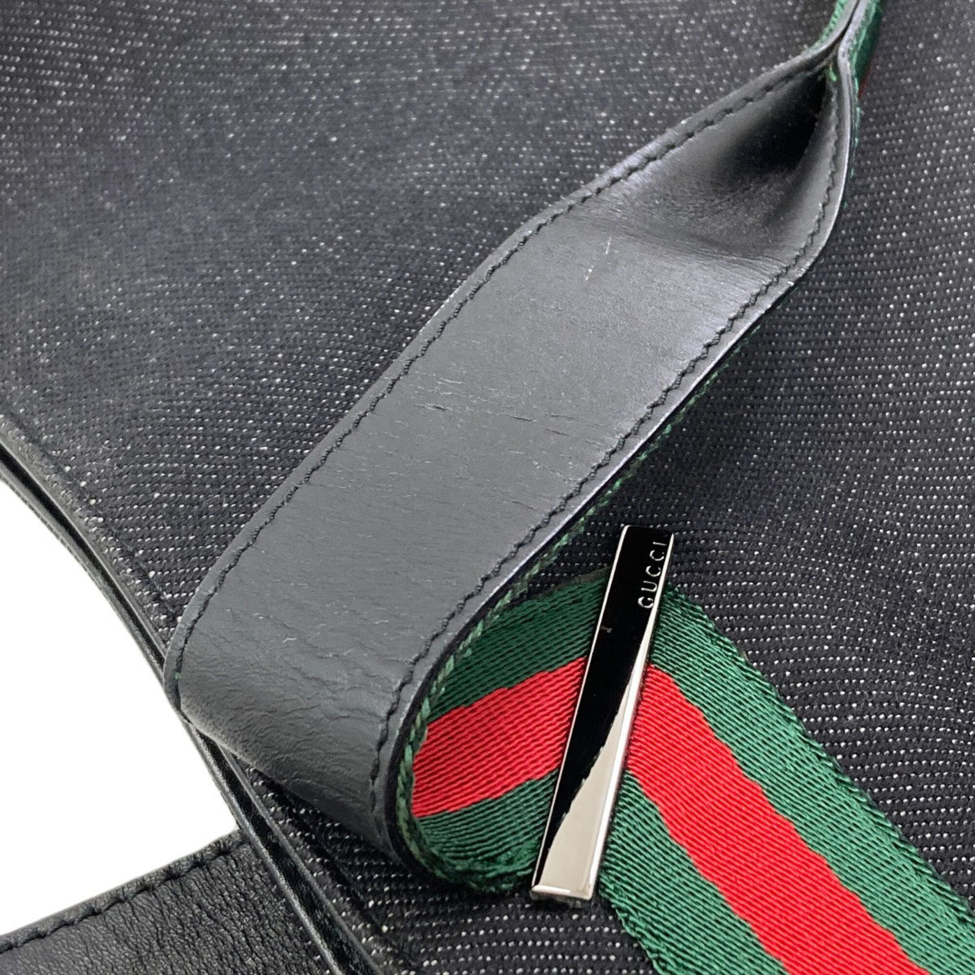 Gucci Sherry Line Black Canvas Handbag (Pre-Owned)