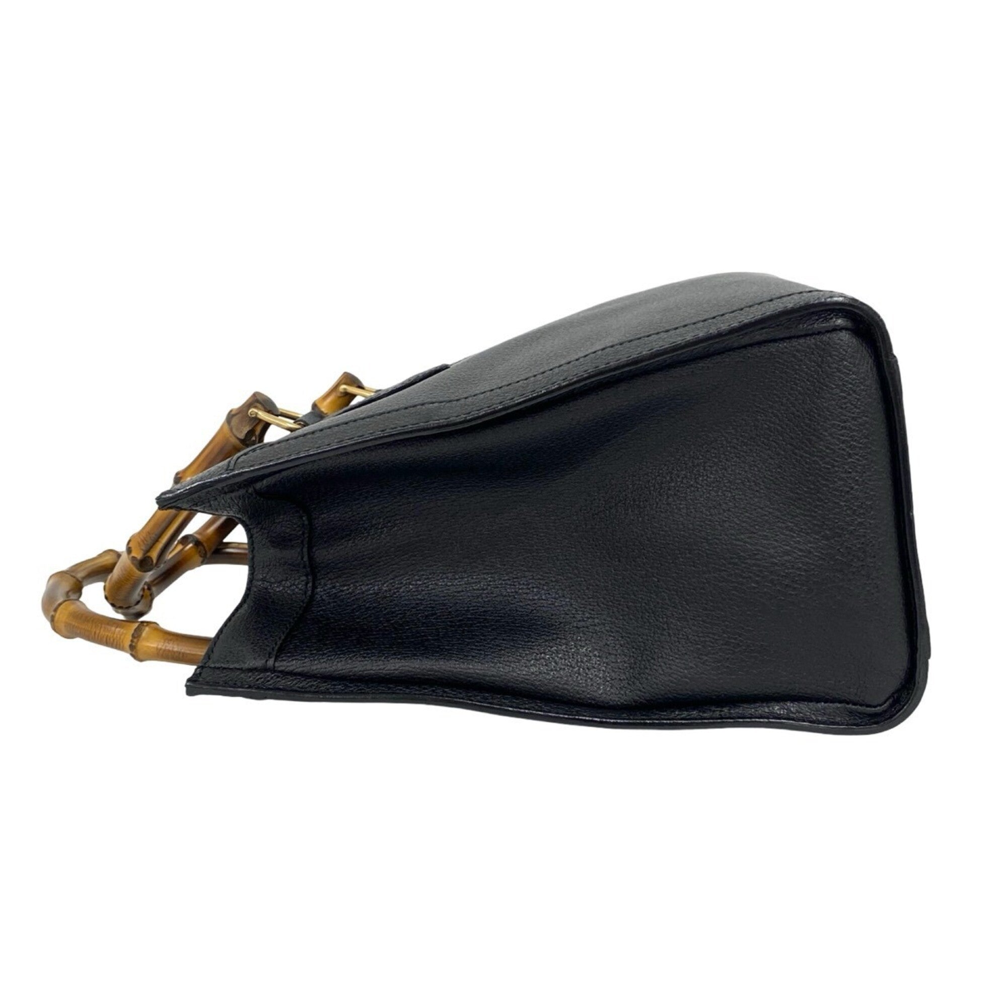 Gucci Black Leather Handbag Tote Bag (Pre-Owned)