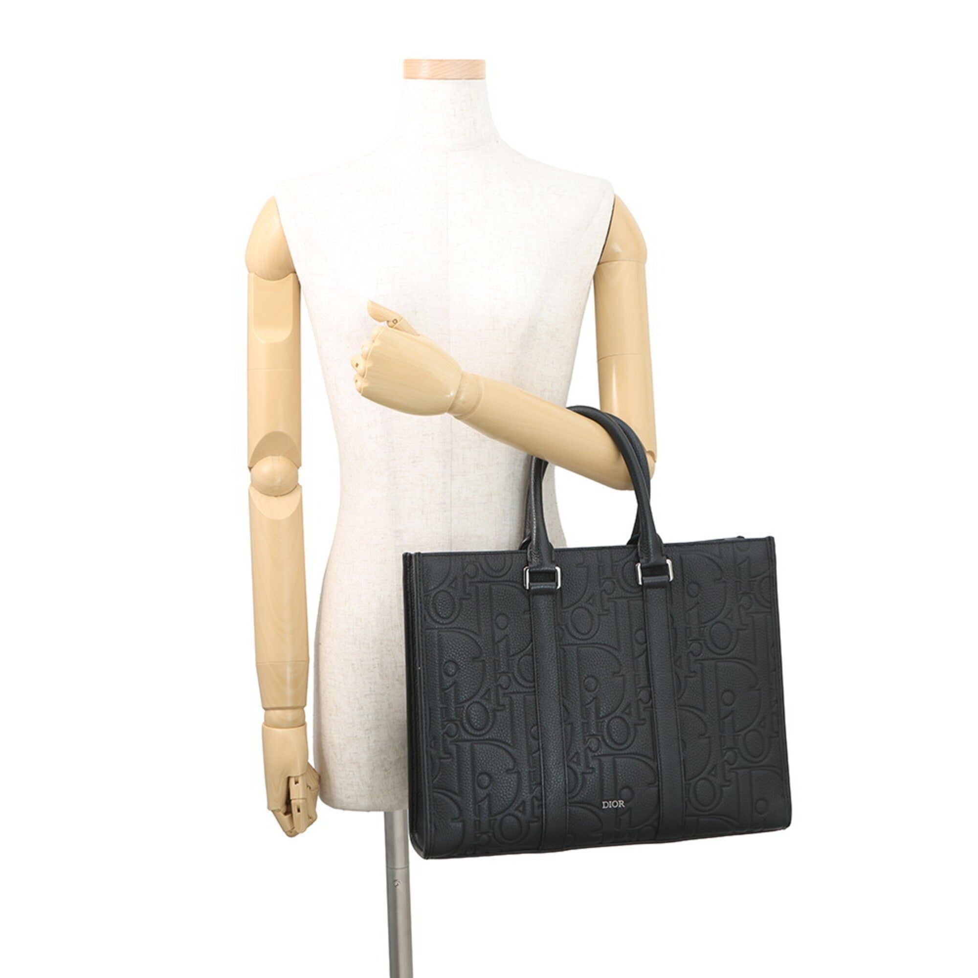 Christian Dior Black Leather Handbag Tote Bag (Pre-Owned)