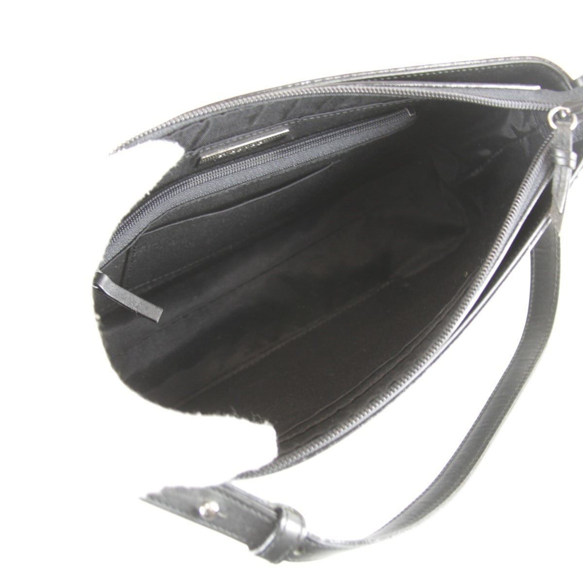 Burberry Black Gray Leather Suede Shoulder Bag (Pre-Owned)