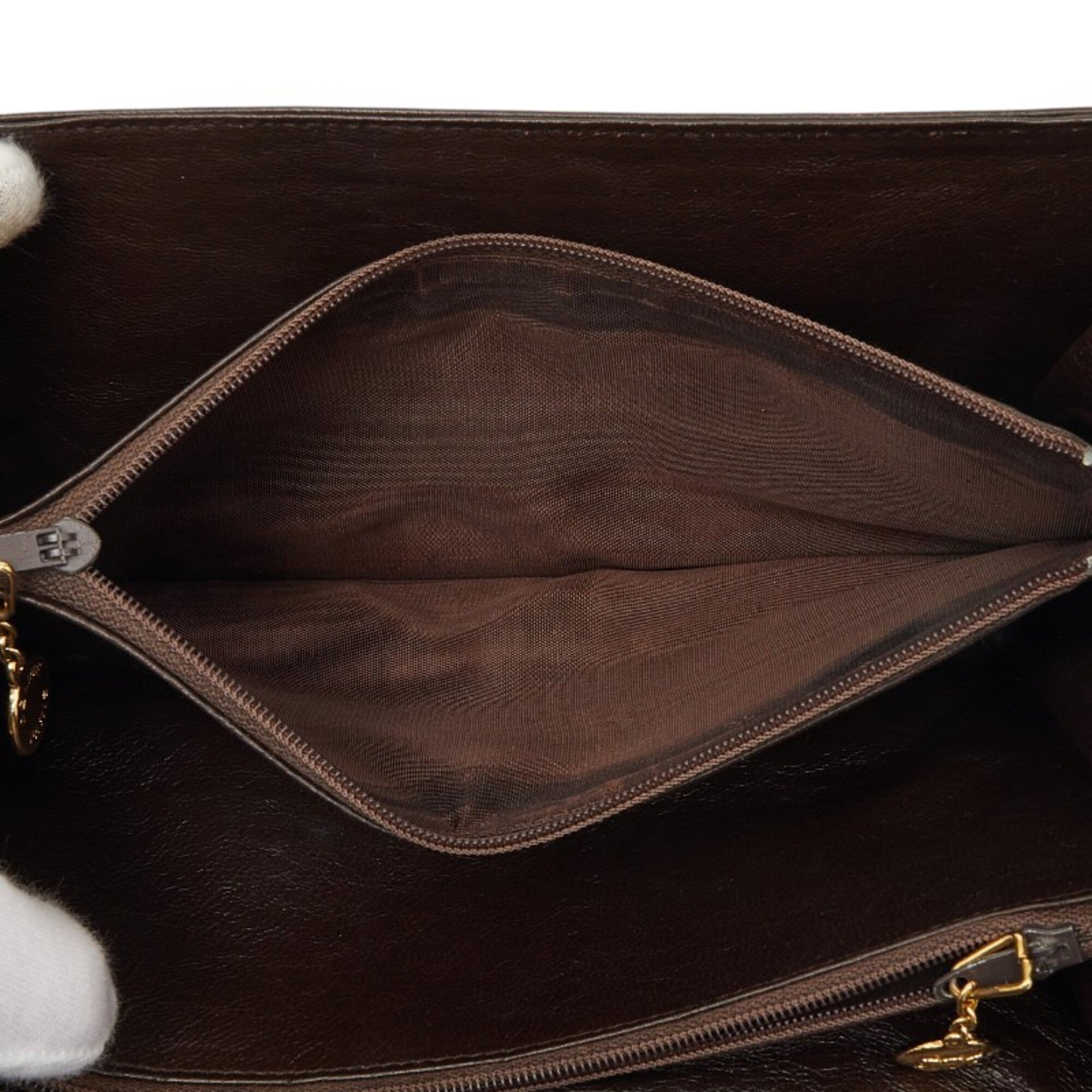 Celine Brown Canvas Leather Clutch Bag (Pre-Owned)