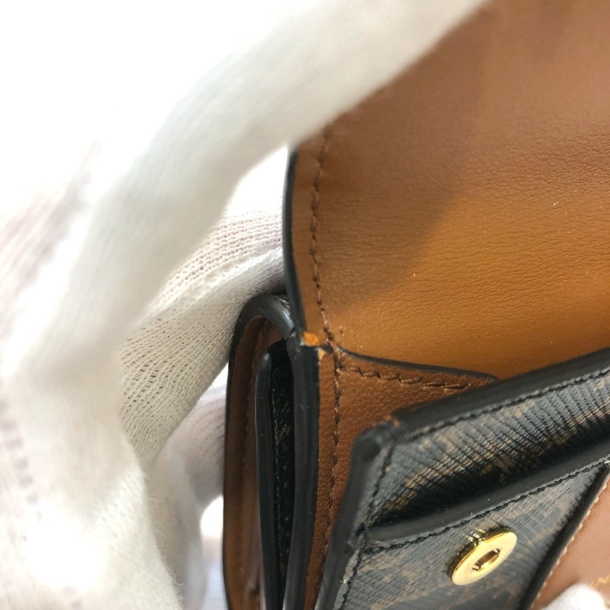 Celine Brown Dark Brown Pvc Leather Wallet (Tri-Fold) (Pre-Owned)