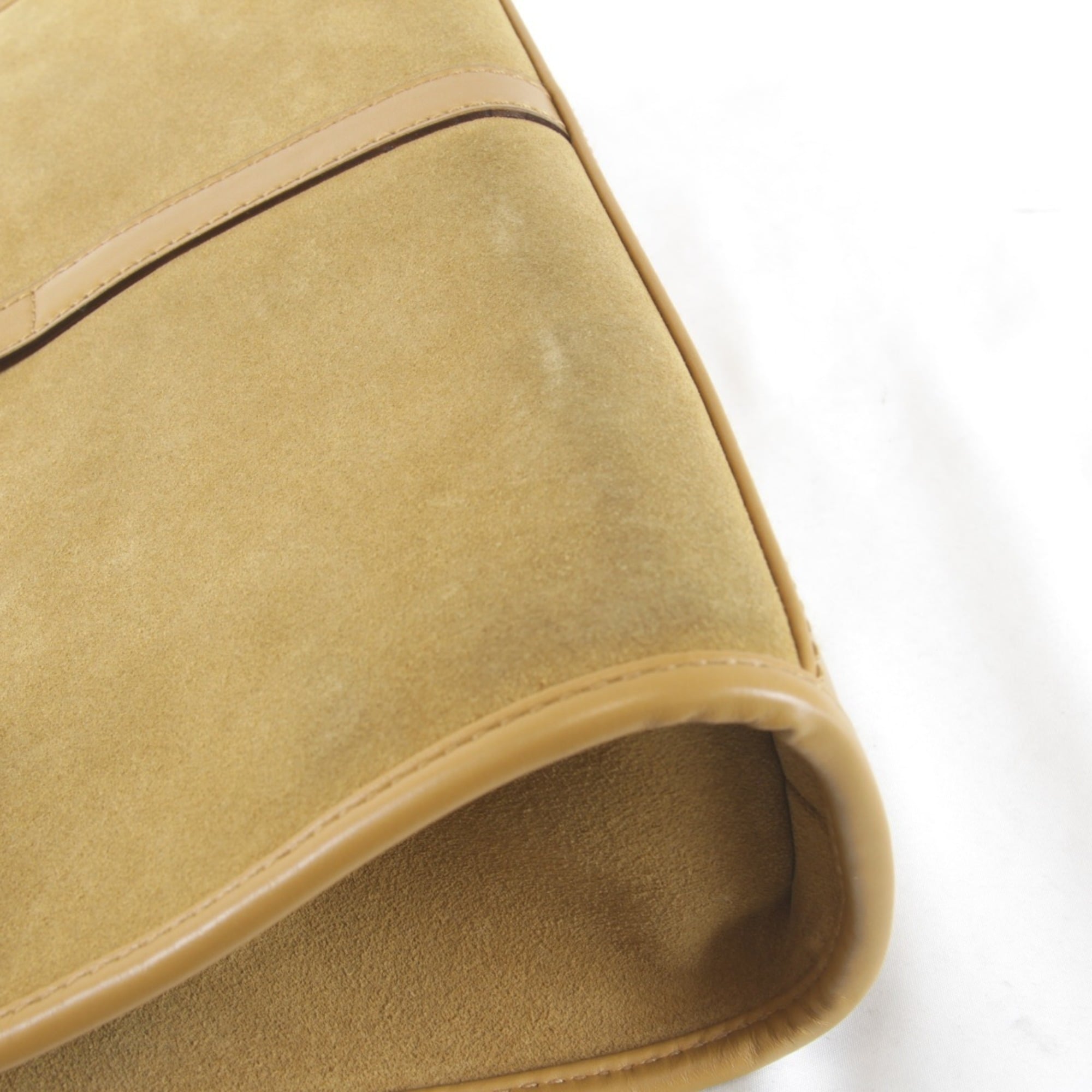 Gucci Beige Black Suede Leather Handbag (Pre-Owned)