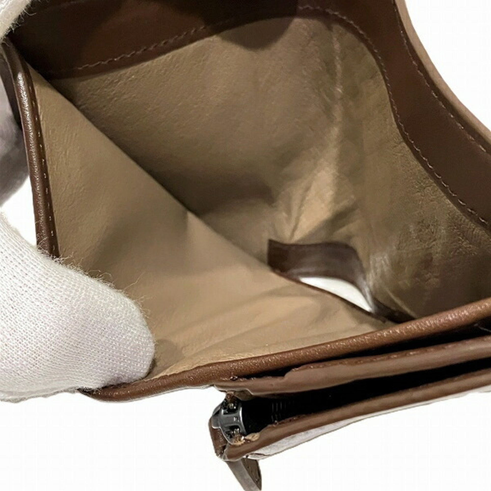 Bottega Veneta Dark Brown Leather Wallet (Tri-Fold) (Pre-Owned)