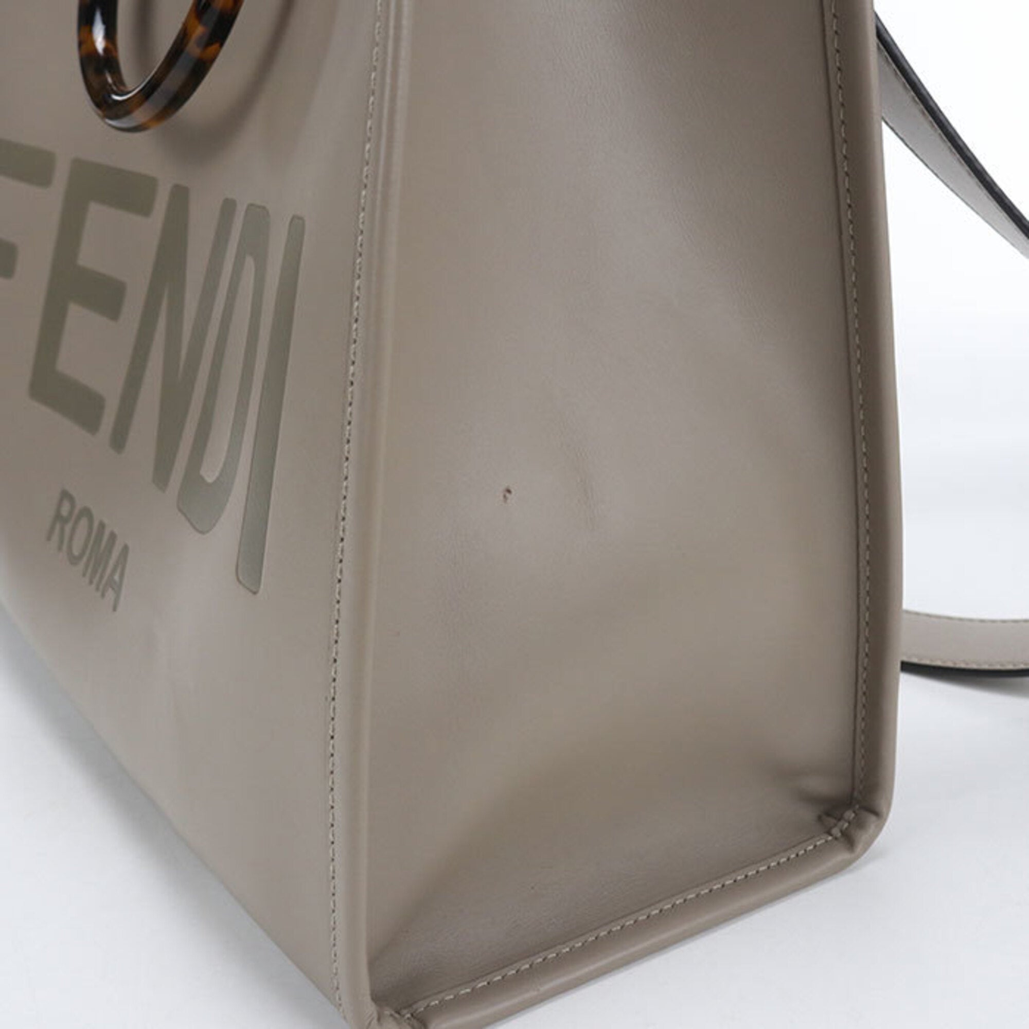 Fendi Gray Leather Tote Bag (Pre-Owned)