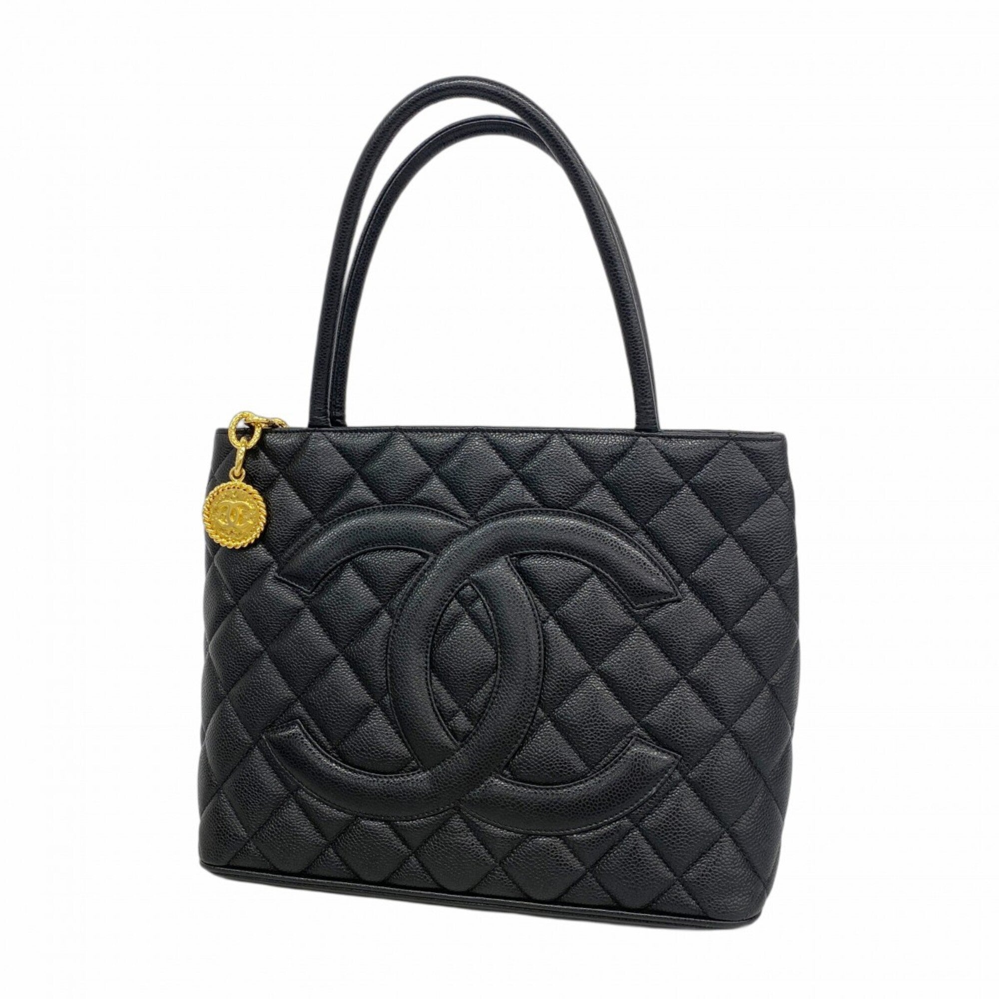 Chanel Black Grained Calfskin Tote Bag (Pre-Owned)