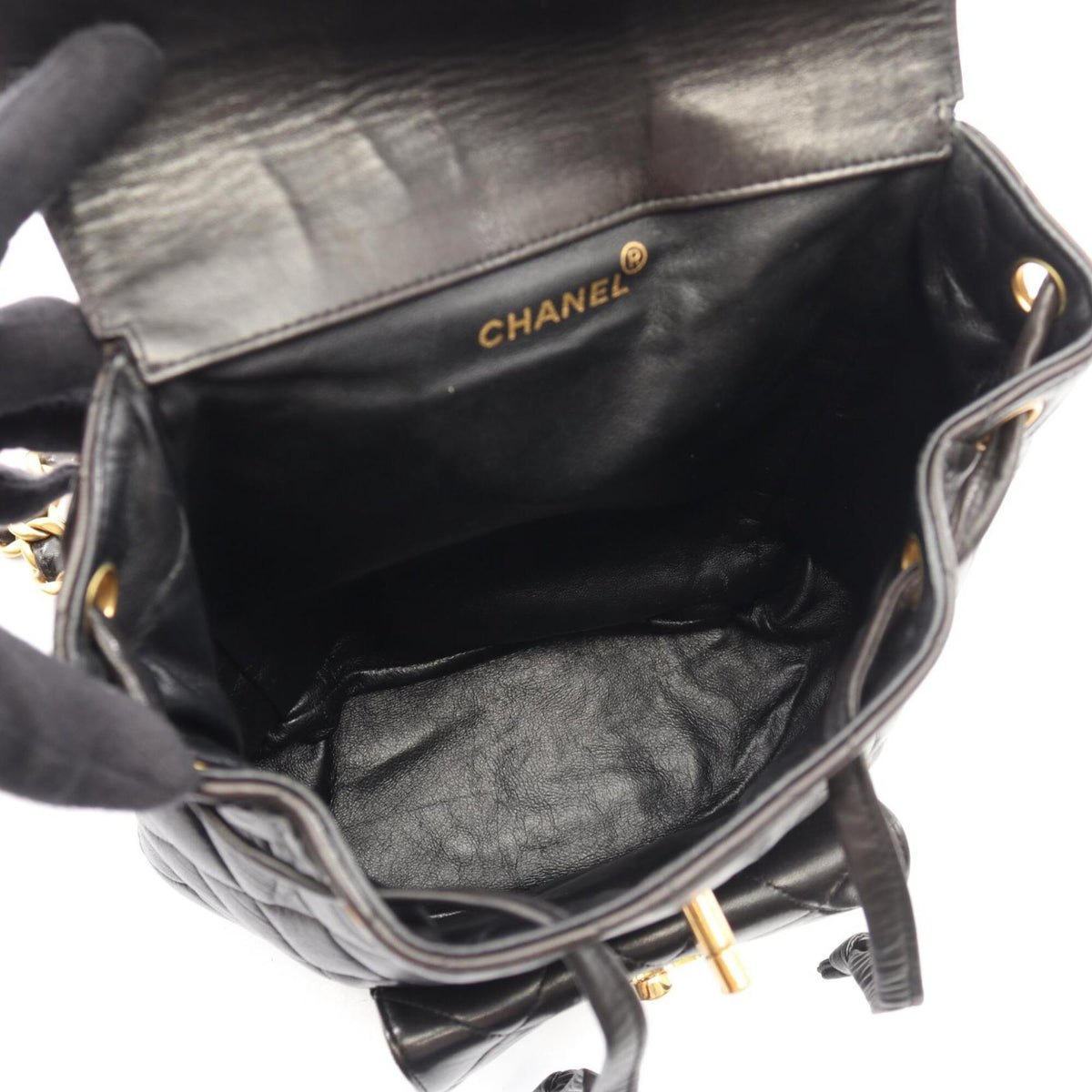 Chanel Black Leather Backpack Handbag (Pre-Owned)