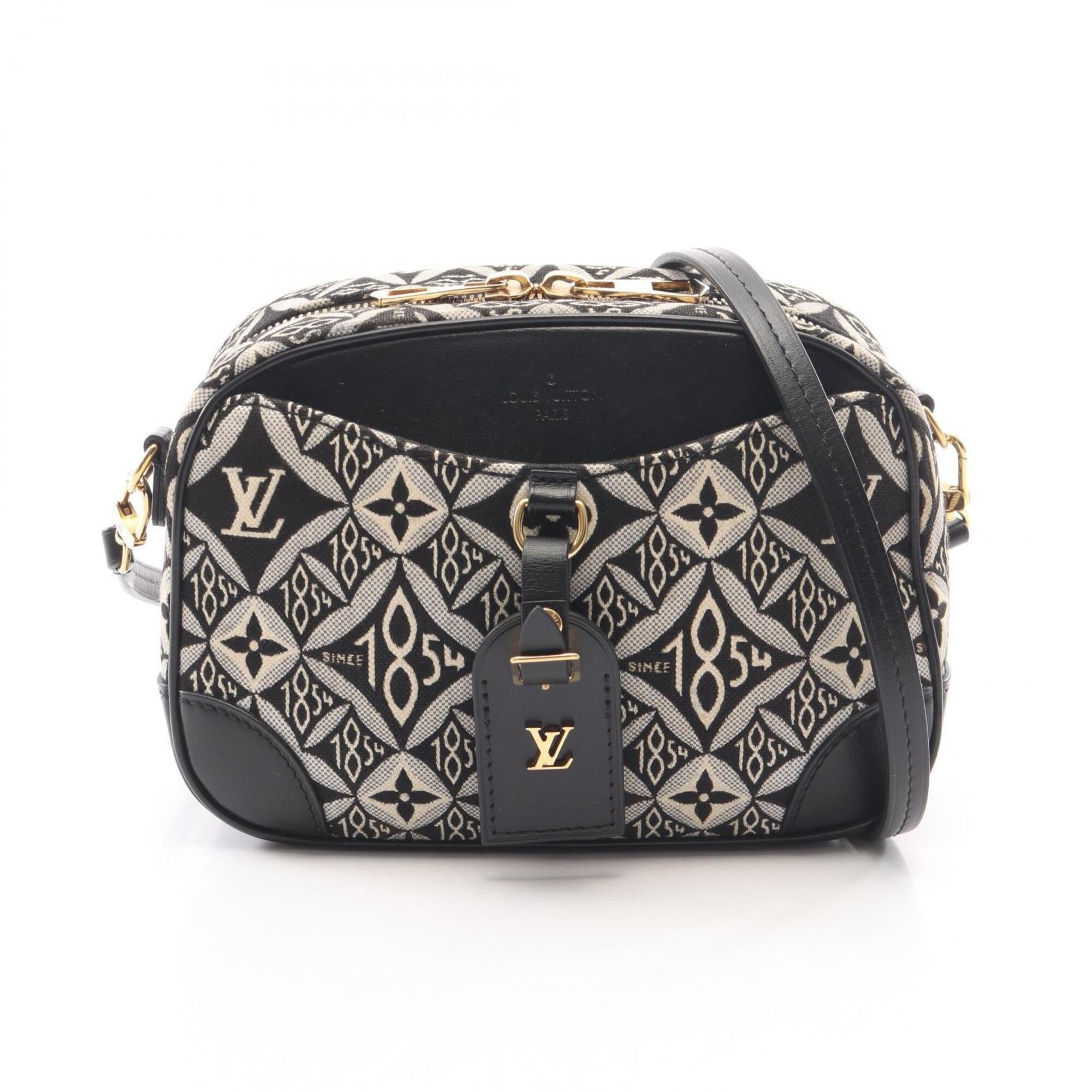 Louis Vuitton Black White Canvas Leather Handbag Shoulder Bag (Pre-Owned)