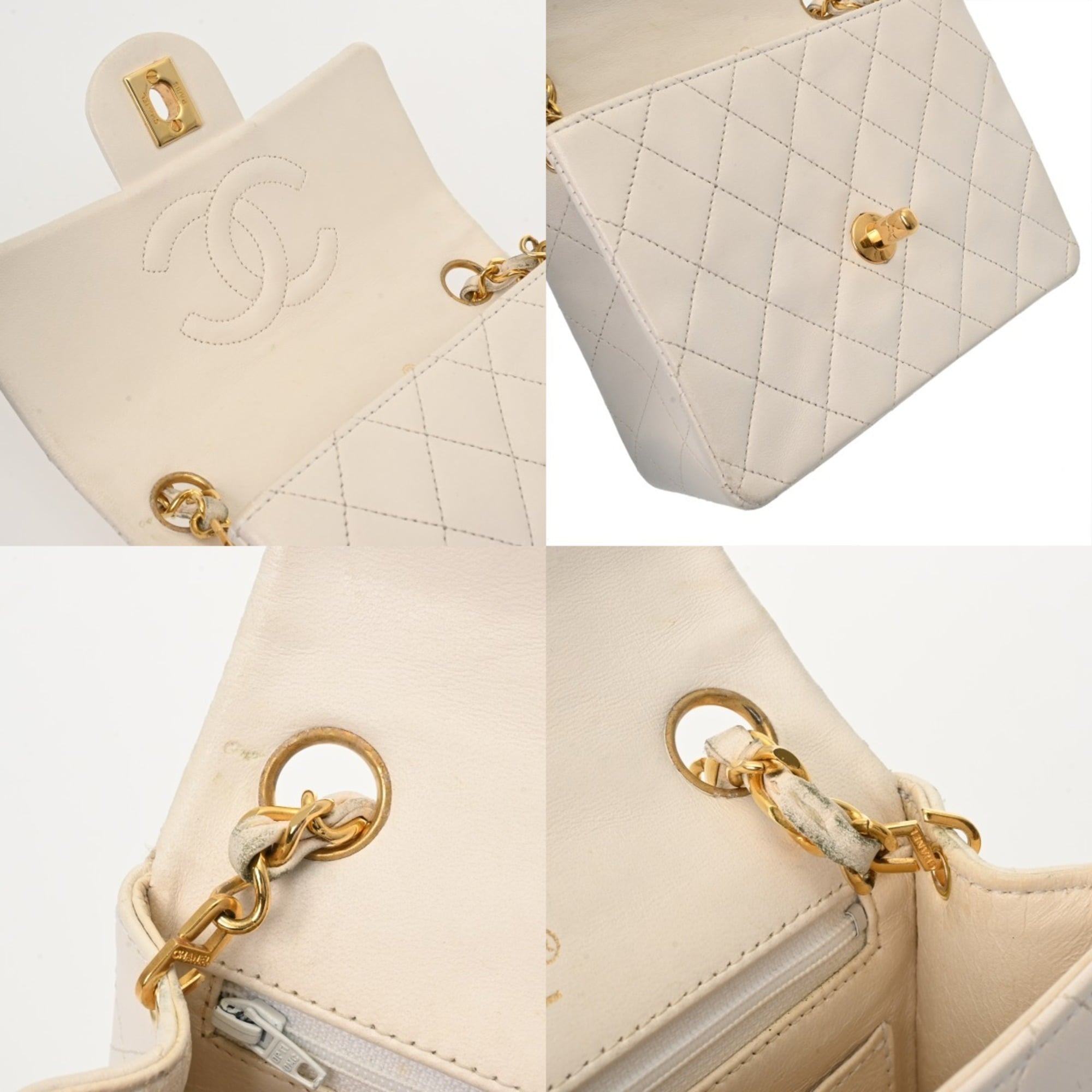 Chanel White Leather Shoulder Bag (Pre-Owned)
